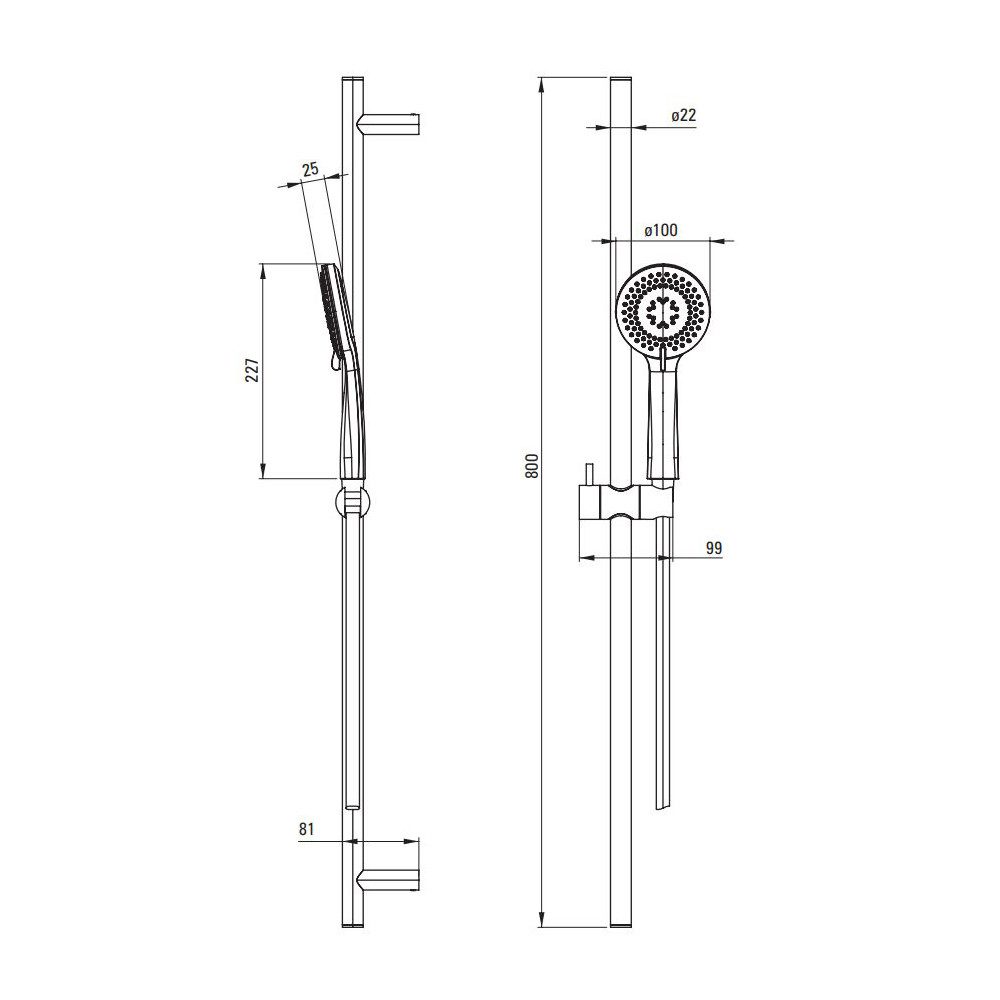 Lomadox Duscharmatur ARNIKA-30 Modernes Duschsystem in gold unterschiedliche Strahlarten 10/80/8,1 cm