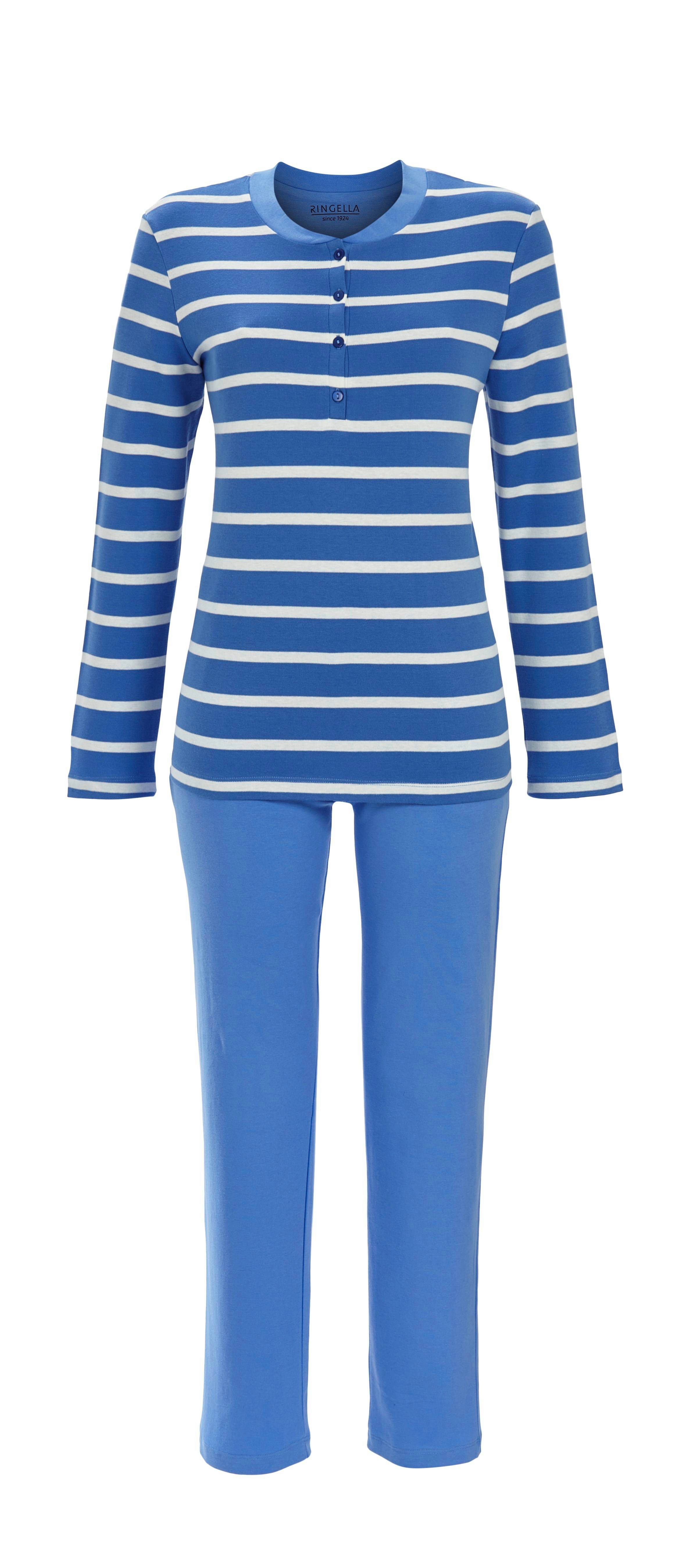 Ringella Pyjama - Schlafanzug mit geringeltem Oberteil und Knopfleiste günstig online kaufen