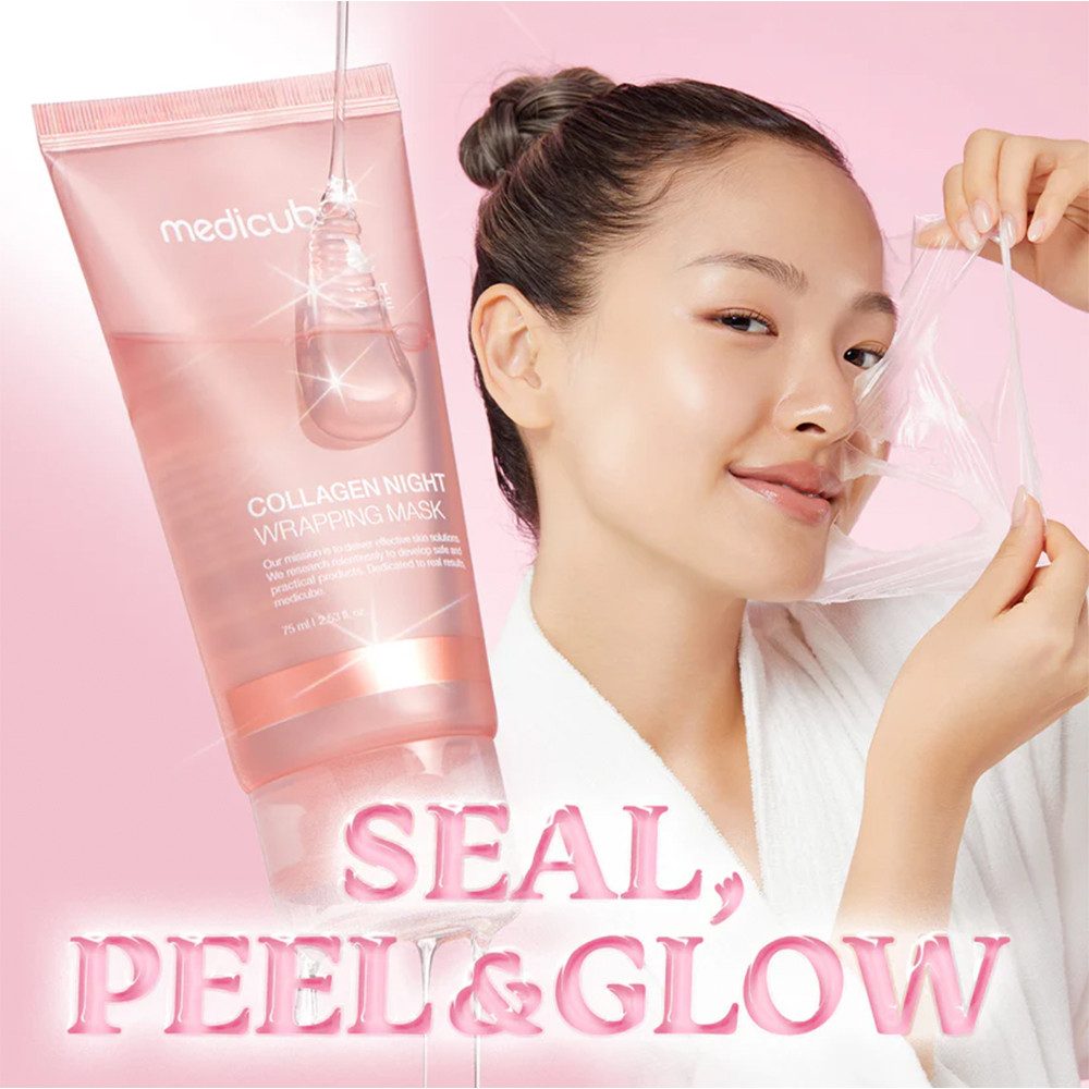Medicube Gesichtsmaske COLLAGEN NIGHT WRAPPING MASK, dreifache Pflege: Elastizität, Feuchtigkeit & Glow