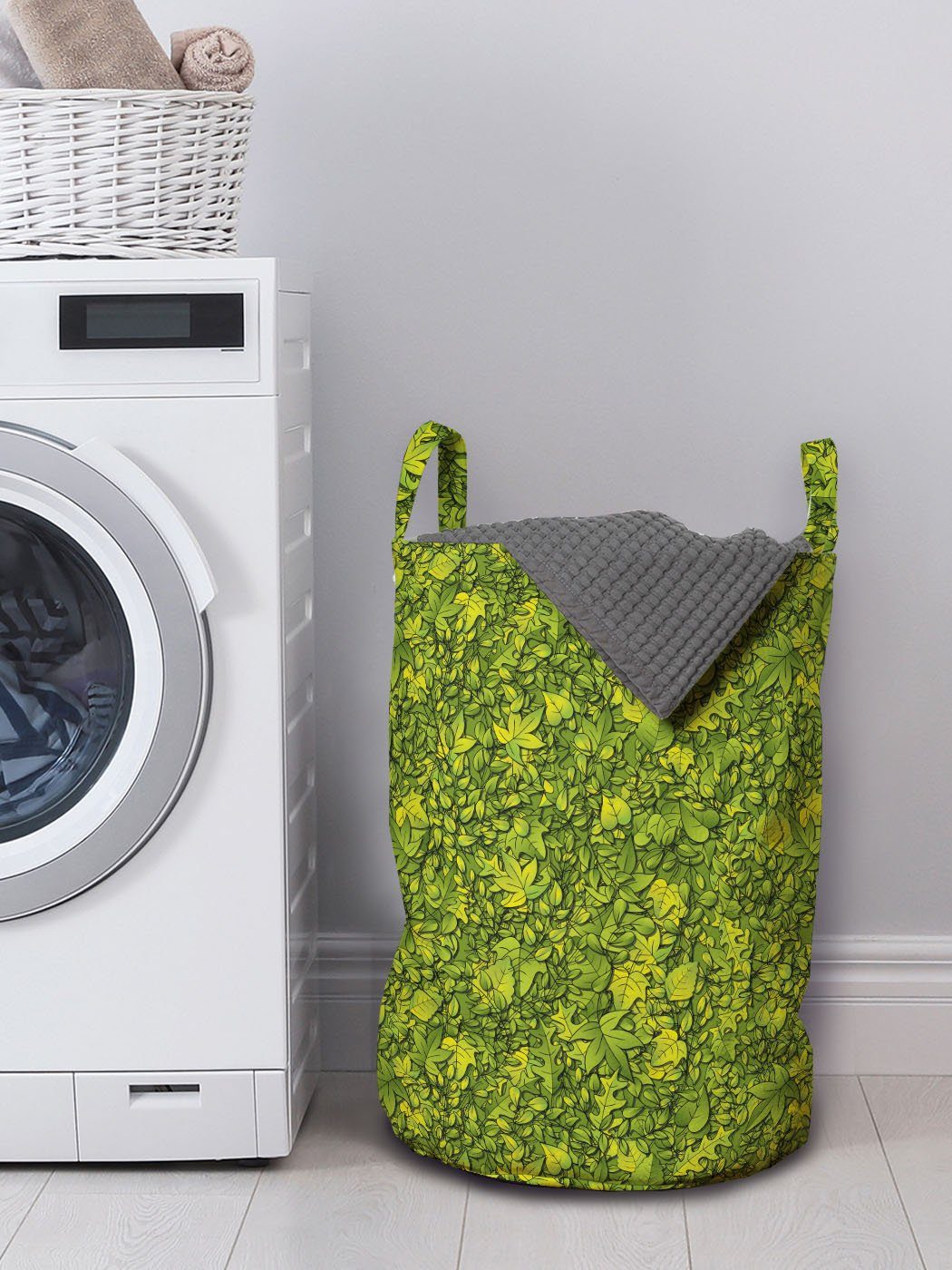 Abakuhaus Wäschesäckchen Wäschekorb mit Griffen für Umwelt Kordelzugverschluss Laub Waschsalons, Woody Natur