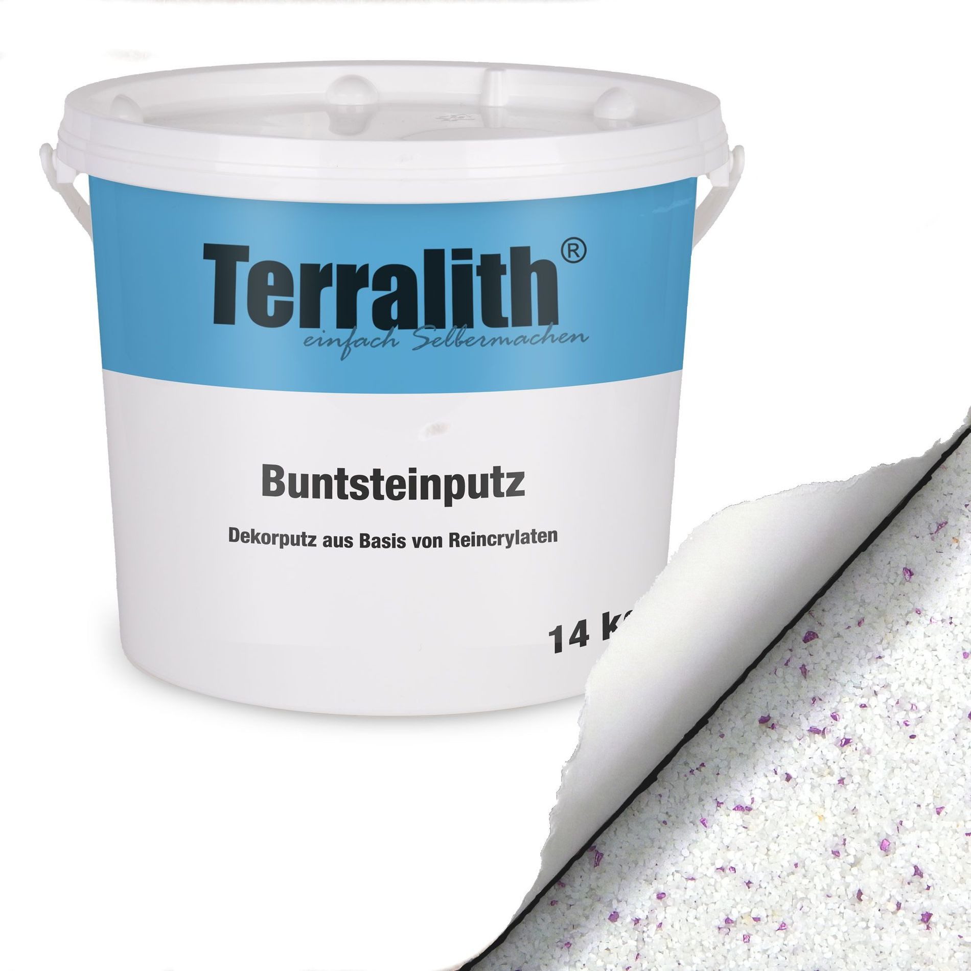 Terralith® Kunstharzputz Buntsteinputz Mosaikputz 2mm -14 kg- BSP120 (Eimer, Verarbeitungsfertig) Dekorationsputz aus Marmor-Granulat bzw. eingefärbter Körnung
