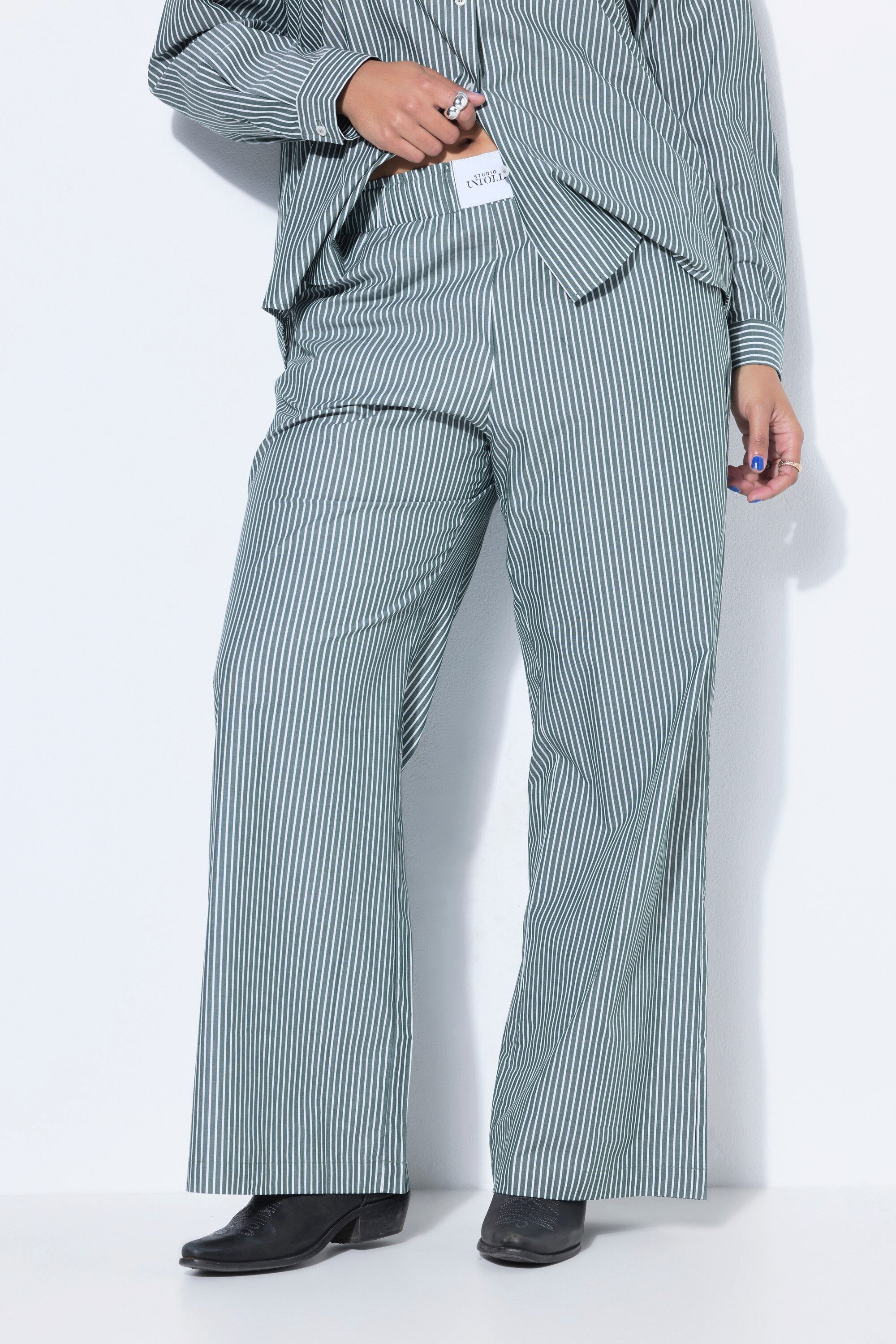 Studio Untold Schlupfhose Hose Wide Legs Streifen Patch Elastikbund günstig online kaufen