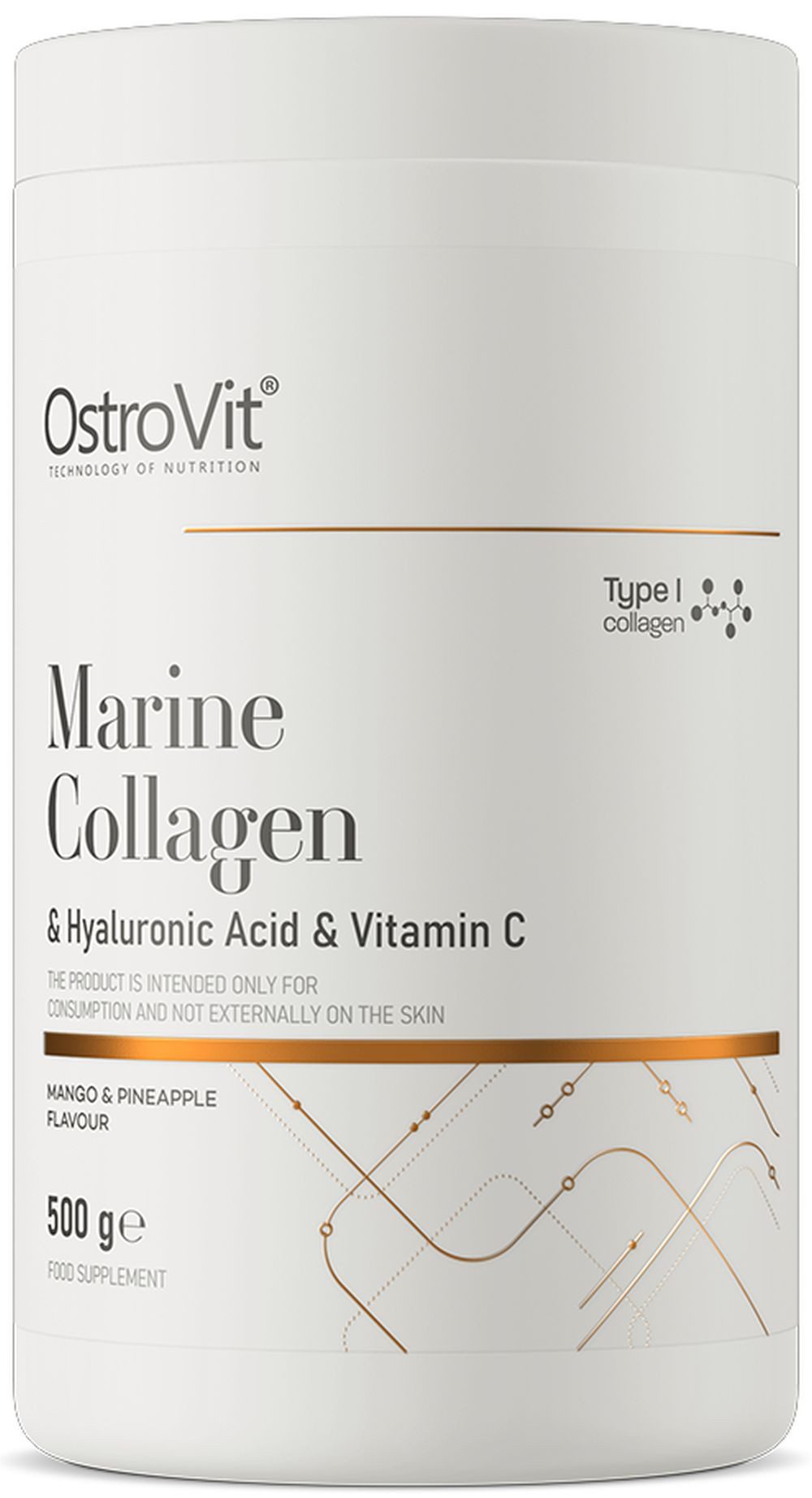 OstroVit OstroVit Marine Collagen Hyaluronic Acid+Vitamin C 500g Mango & Ananas Pulver