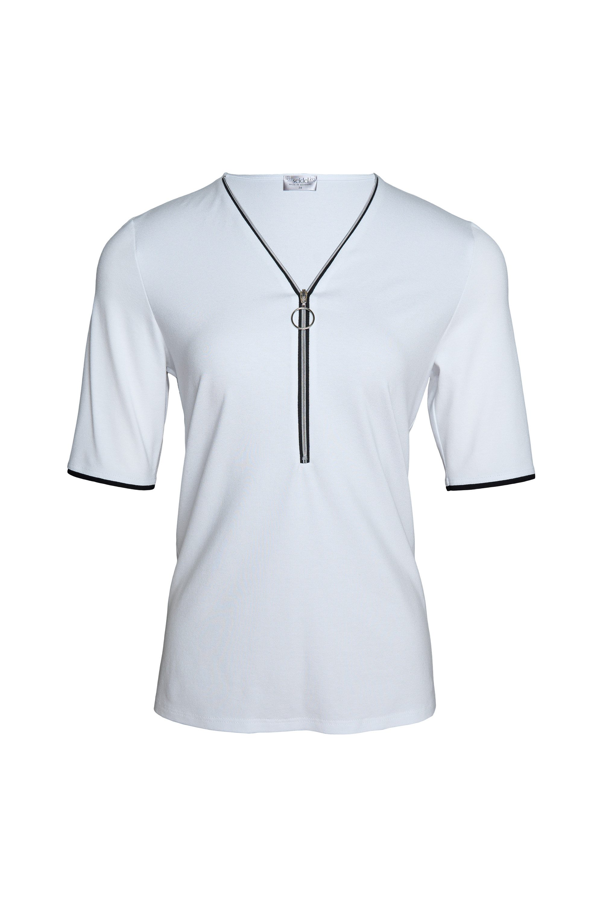 Seidel Moden V-Shirt mit Reißverschluss am Kragen - MADE IN GERMANY