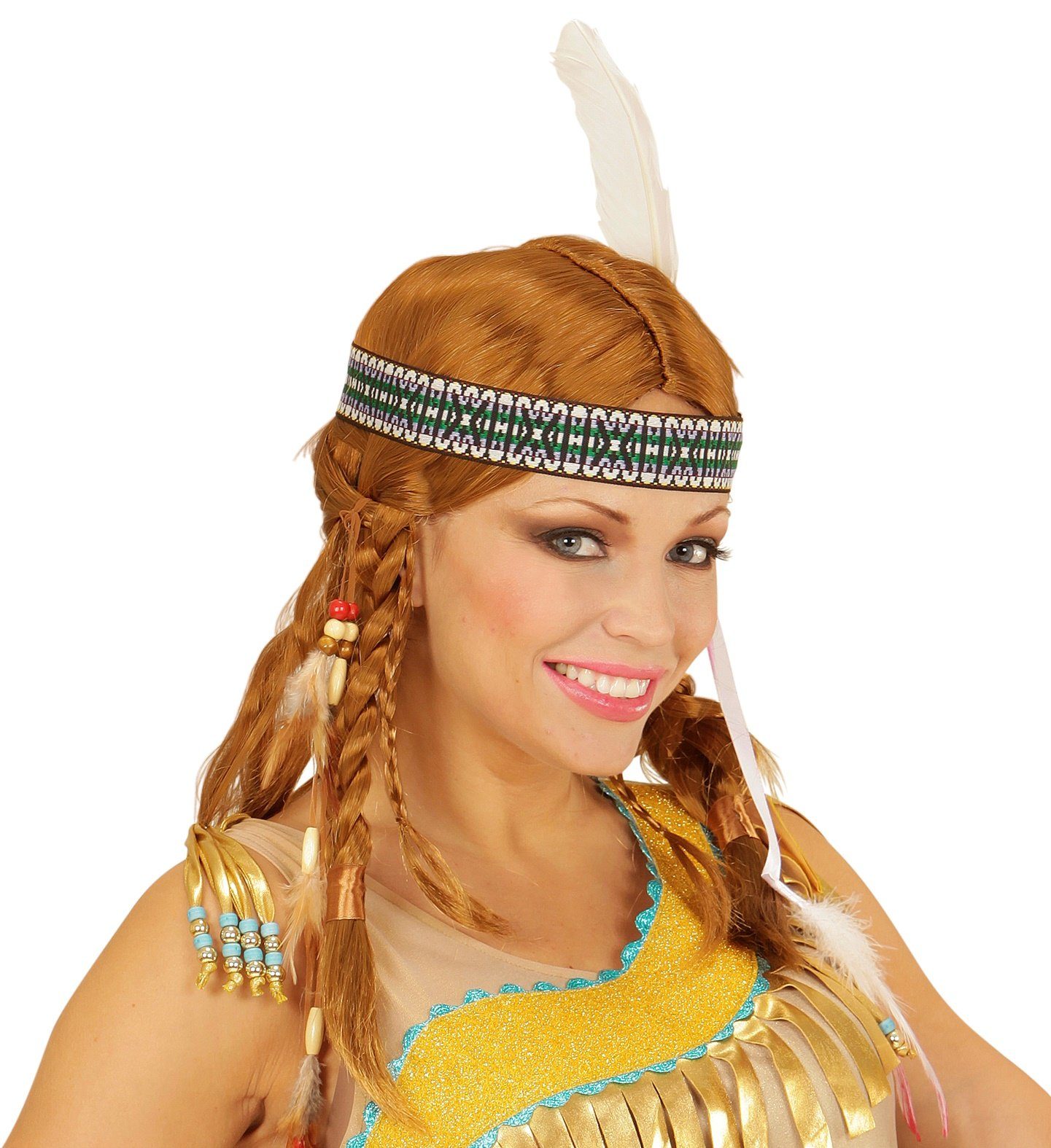 Widmann S.r.l. Kostüm-Perücke Westerngirl 'Chippewa' mit Stirnband, Perlen  und F