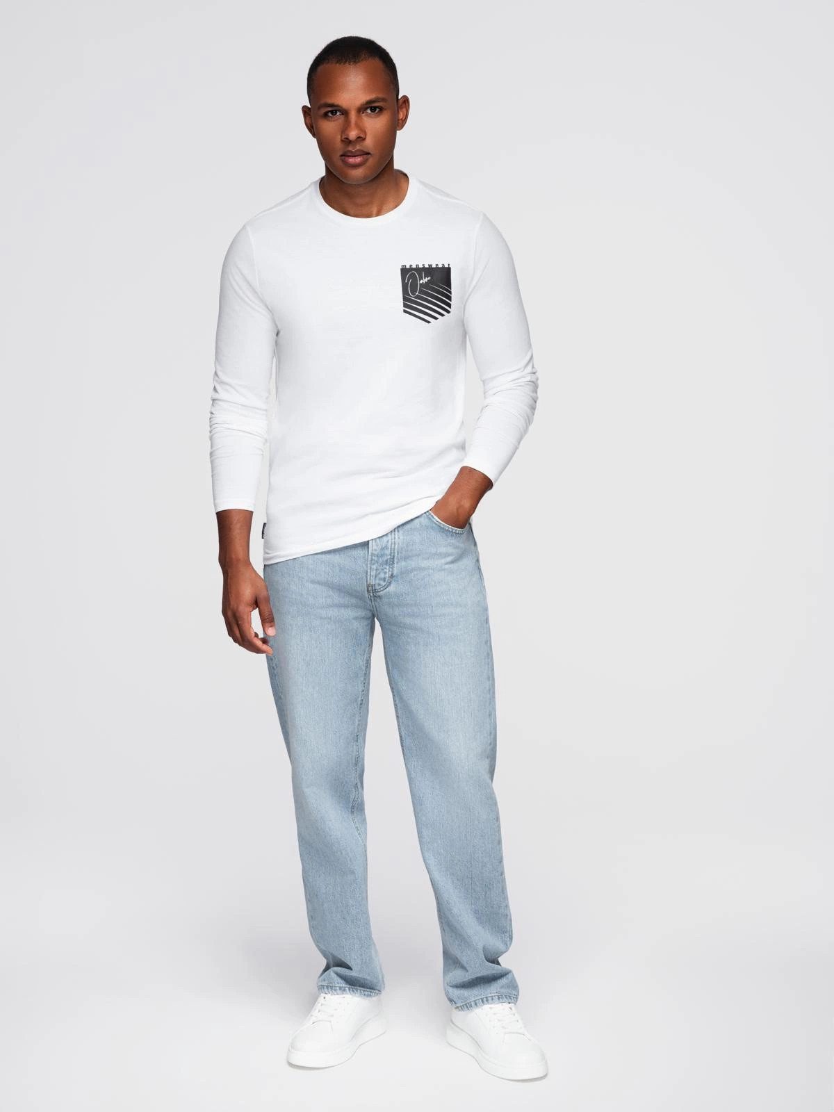 OMBRE Longsleeve Herren Longsleeve mit Taschenaufdruck günstig online kaufen
