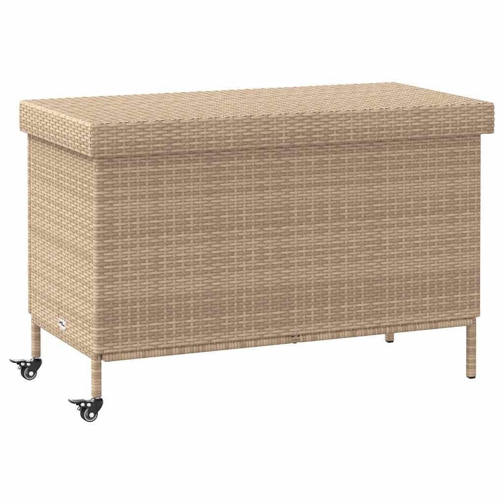 vidaXL Auflagenbox 110 x 55 x 73 cm Kissentruhe Auflagenbox Gartentruhe mit Rollen Beige
