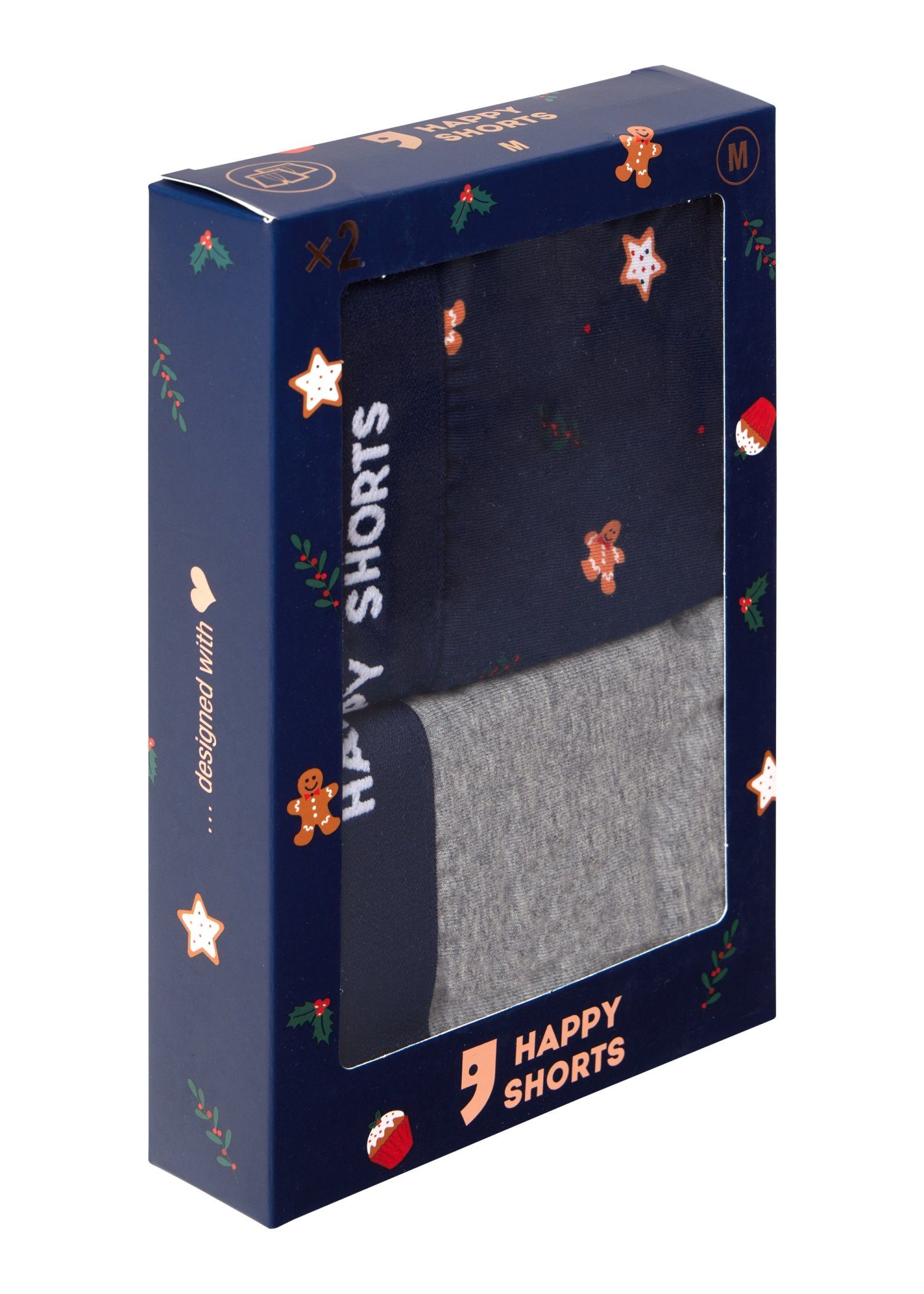 HAPPY SHORTS Trunk 2er Pack HAPPY SHORTS Jersey Boxershorts Pant Weihnachten Cookies (1-St) – Bild 4 von 4
