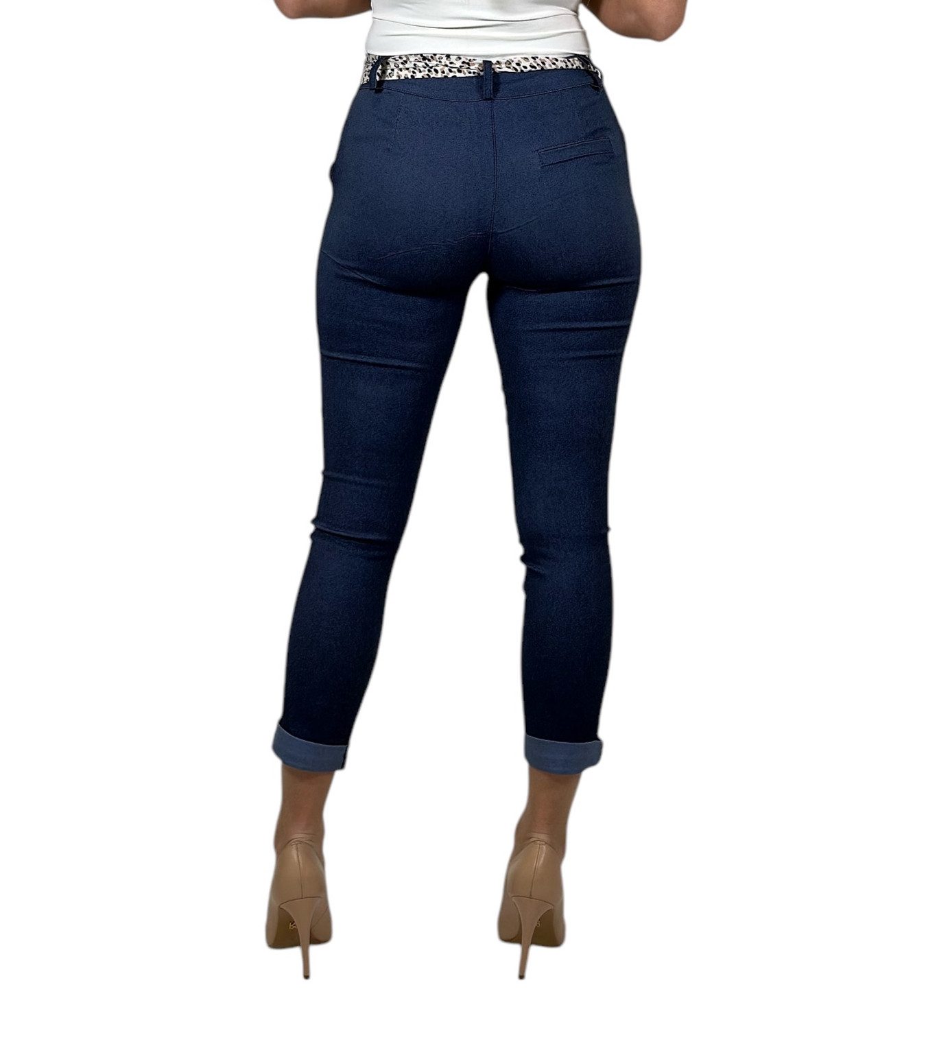Mississhop Stretch-Hose Female Damen Stretch Klassische Chino Hose mit gemustertem Tuch N. 366