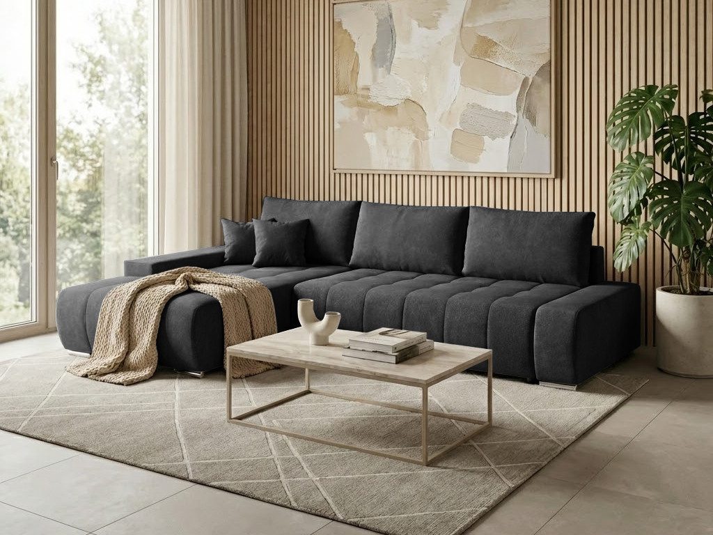 Beautysofa Ecksofa Draco L mit Schlaffunktion, in pflegeleichten Stoffen, Bettkasten