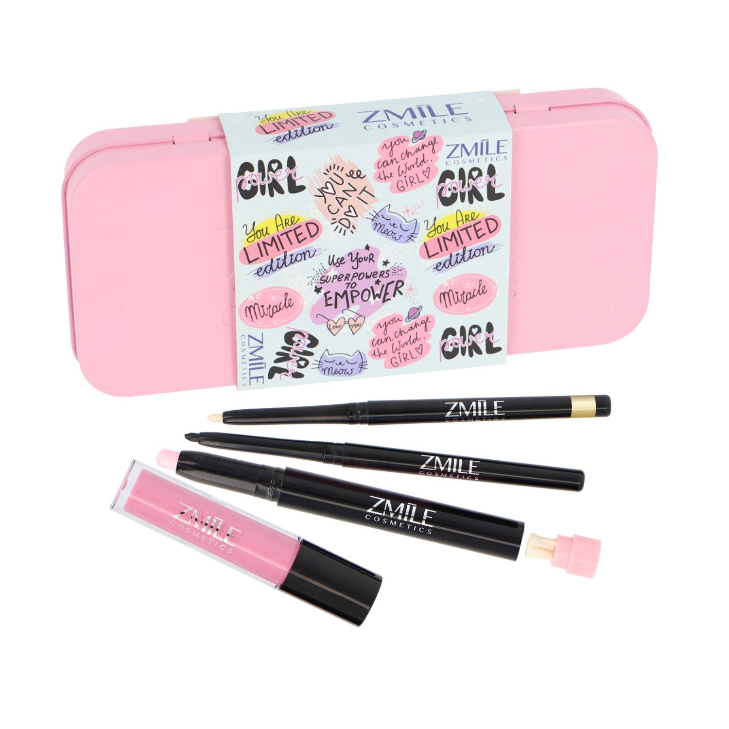 ZMILE COSMETICS Schmink-Set Metal Pencil Box 'Magical' - vegane Kosmetik, 4-tlg.