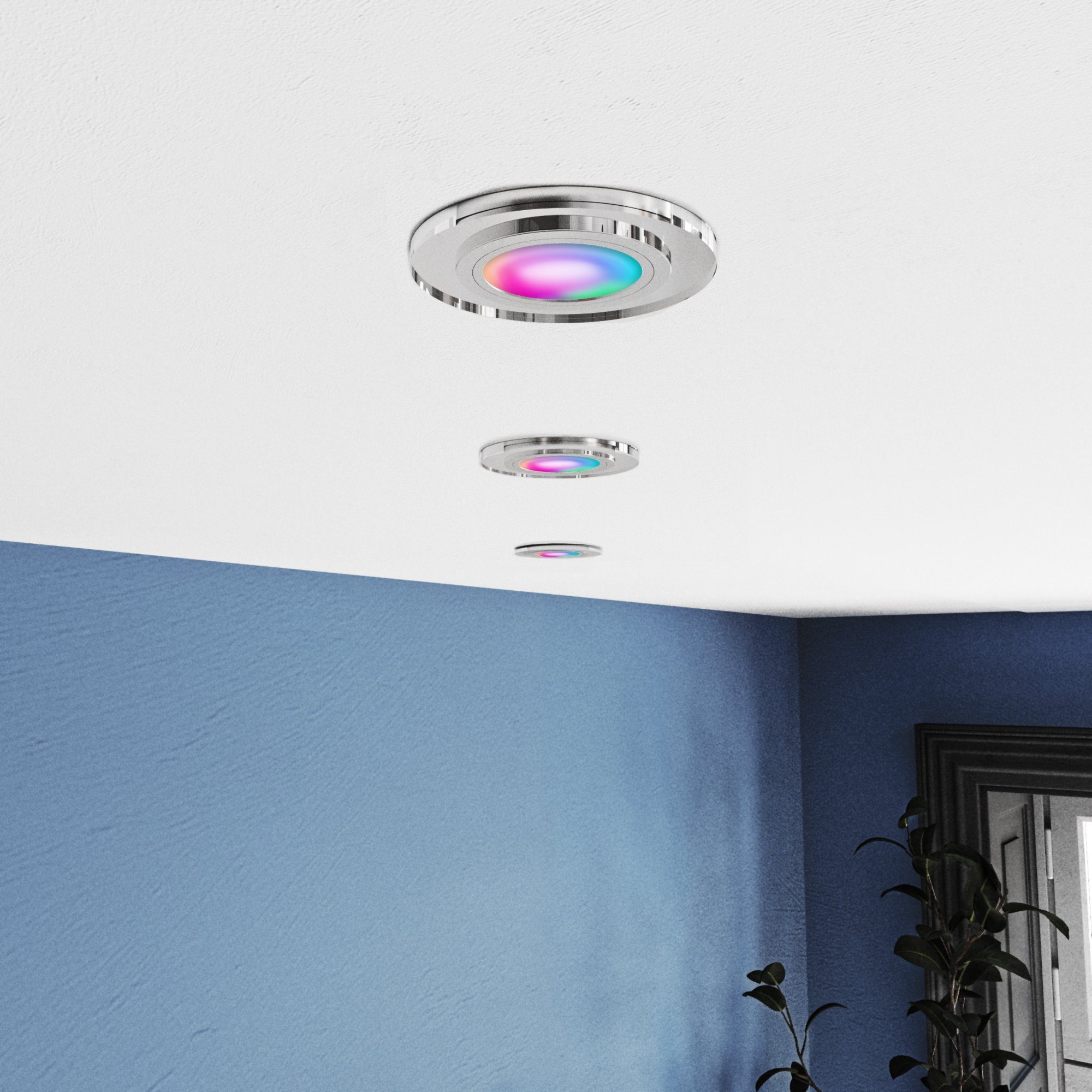 WLAN Einbaustrahler LED rund & Einbaustrahler SSC-LUXon Modul, transparent LED mit flach, Glas RGB RGB
