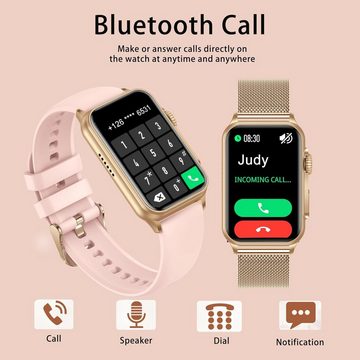 MiGuoLeyu Smartwatch (1,57 Zoll, Android, iOS), Damen mit Telefonfunktion 1.57" HD Screen Fitness Uhr Schrittzähler