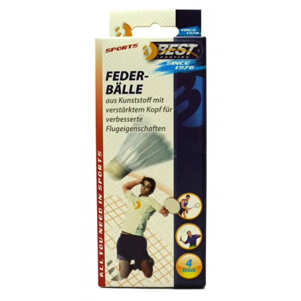 Sport-Knight® Federball Profi Federbälle, Weiß, 4er Pack, Flugstabil, langlebig