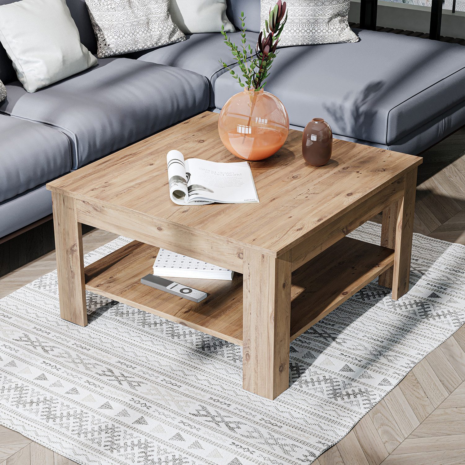 Roomart Wohnzimmertisch Couchtisch HELSINKI mit Ablageboden Wohnzimmertisch Sofatisch modern, Mit unterer Ablage, in zwei Formaten – Bild 2 von 5