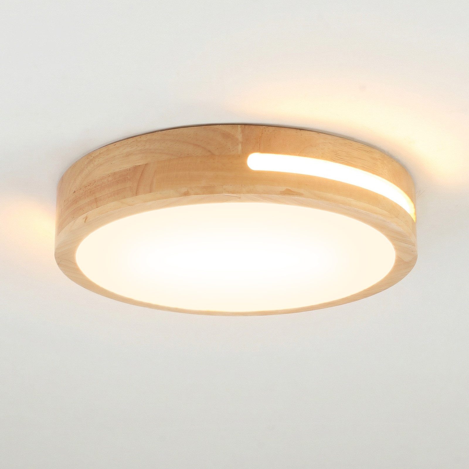 BlingBin LED Deckenleuchte 25/30 W, Warmweiß, 3000 K, Holzoptik, Deckenlampe für Innenbereich, 3600LM, LED fest integriert, Warmweiß, Naturholz Ceiling Light Für Wohnzimmer, Küche, Schlafzimmer