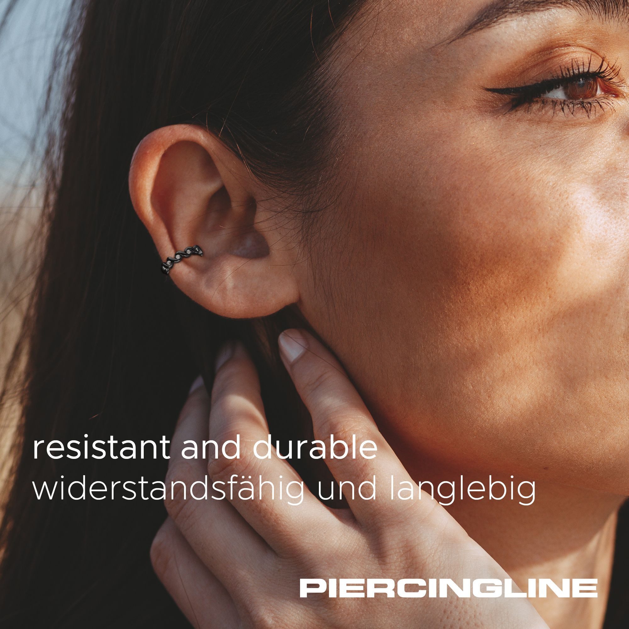 PIERCINGLINE Fake-Spirale Chirurgenstahl Fake Ohrring GEFLOCHTEN + EINGEFASSTE KRISTALLE (Fake Piercing-Ringe, 1-tlg)