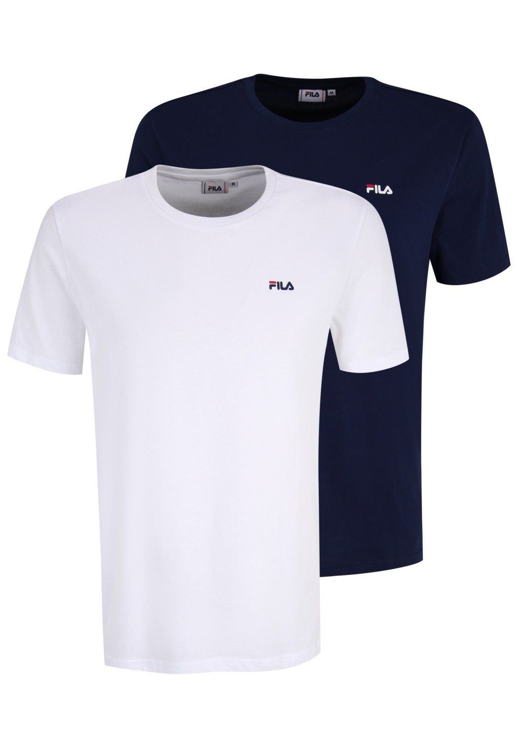 Fila T-Shirt Freizeit-Shirt Brod Tee (Baumwolle) weiss/dunkelblau Herren - 2er Pack