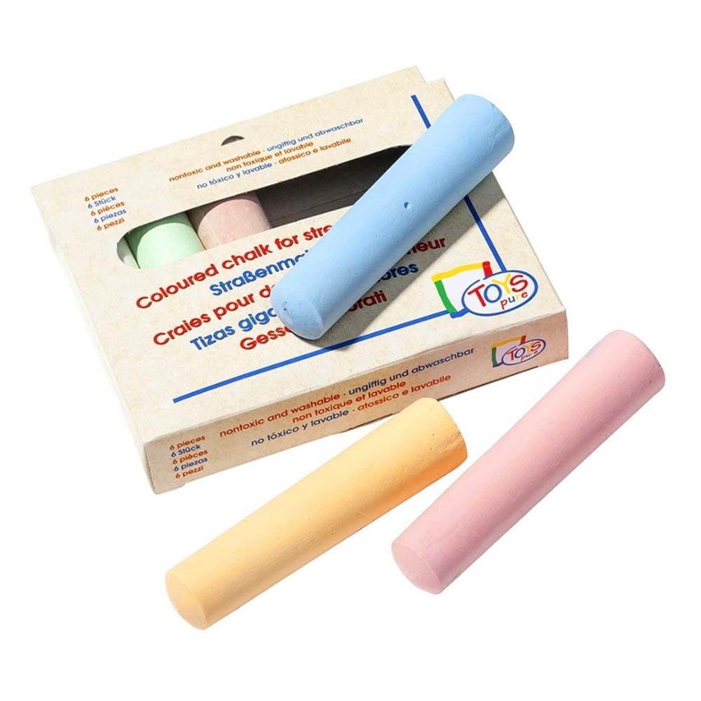 memo Malkreide Toys Pure - 6 Straßenmalkreiden rund