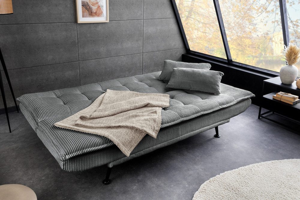 riess-ambiente Schlafsofa JAZZ 190cm grau – 3-Sitzer Sofa mit Bettfunktion, Cordbezug, modern, Einzelartikel 1 Teile, komfortable Ausziehcouch mit Polsterung –  – Bild 4 von 5
