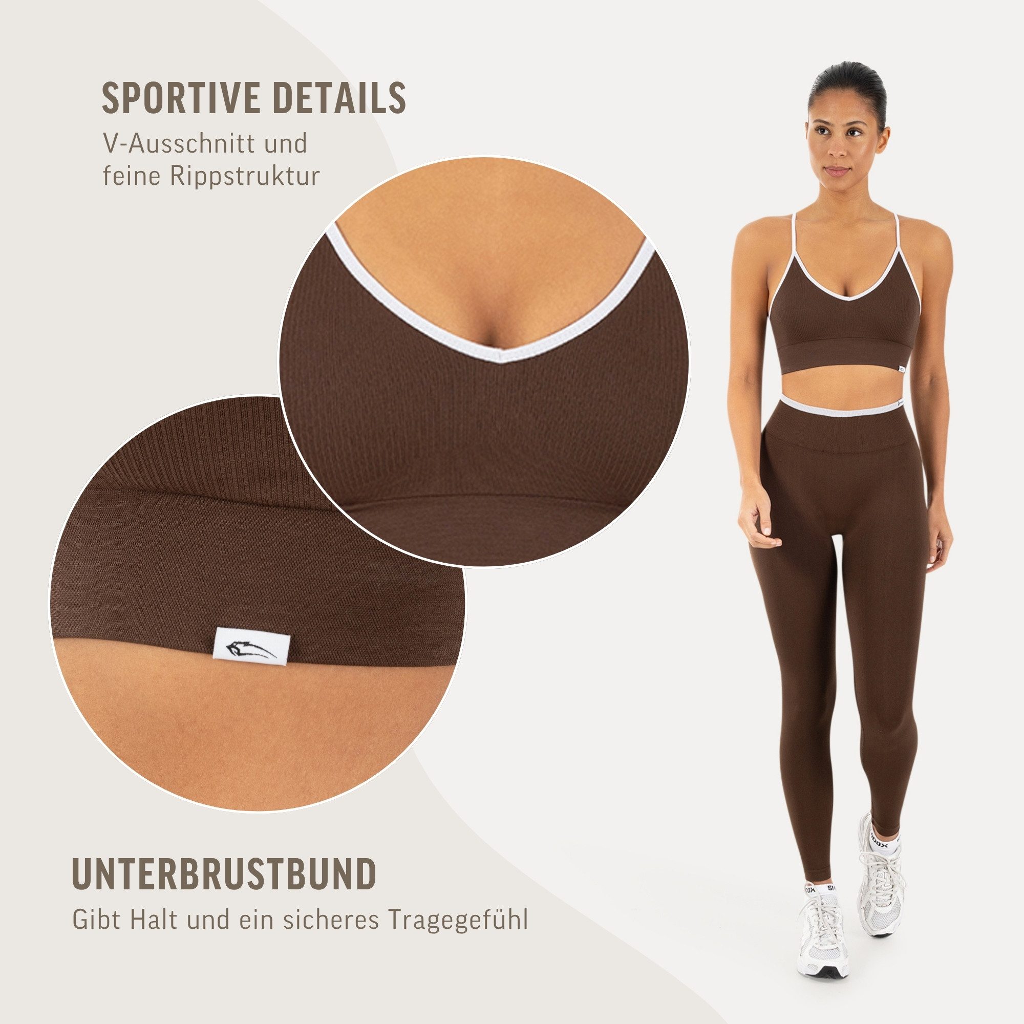 Smilodox Sport-BH Yari, Fitness- BH Damen, Shaped Fit, Bra mit Rippstruktur, Gym Rippstruktur, verstellbare Träger, Shaped Fit, weiches Material – Bild 5 von 5