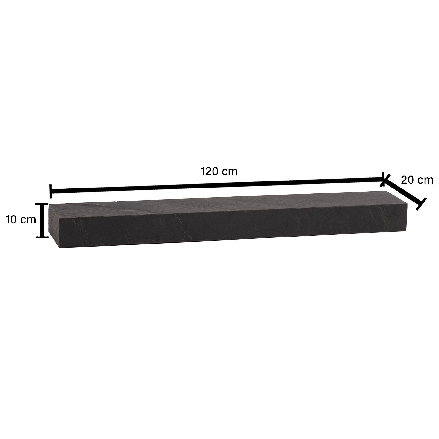 Wohnling Wandregal Anthrazit WL6.785, Schweberegal / 120x10x20 Modern, Steinoptik, Mango cm Hängeregal Rechteckig, Massivholz