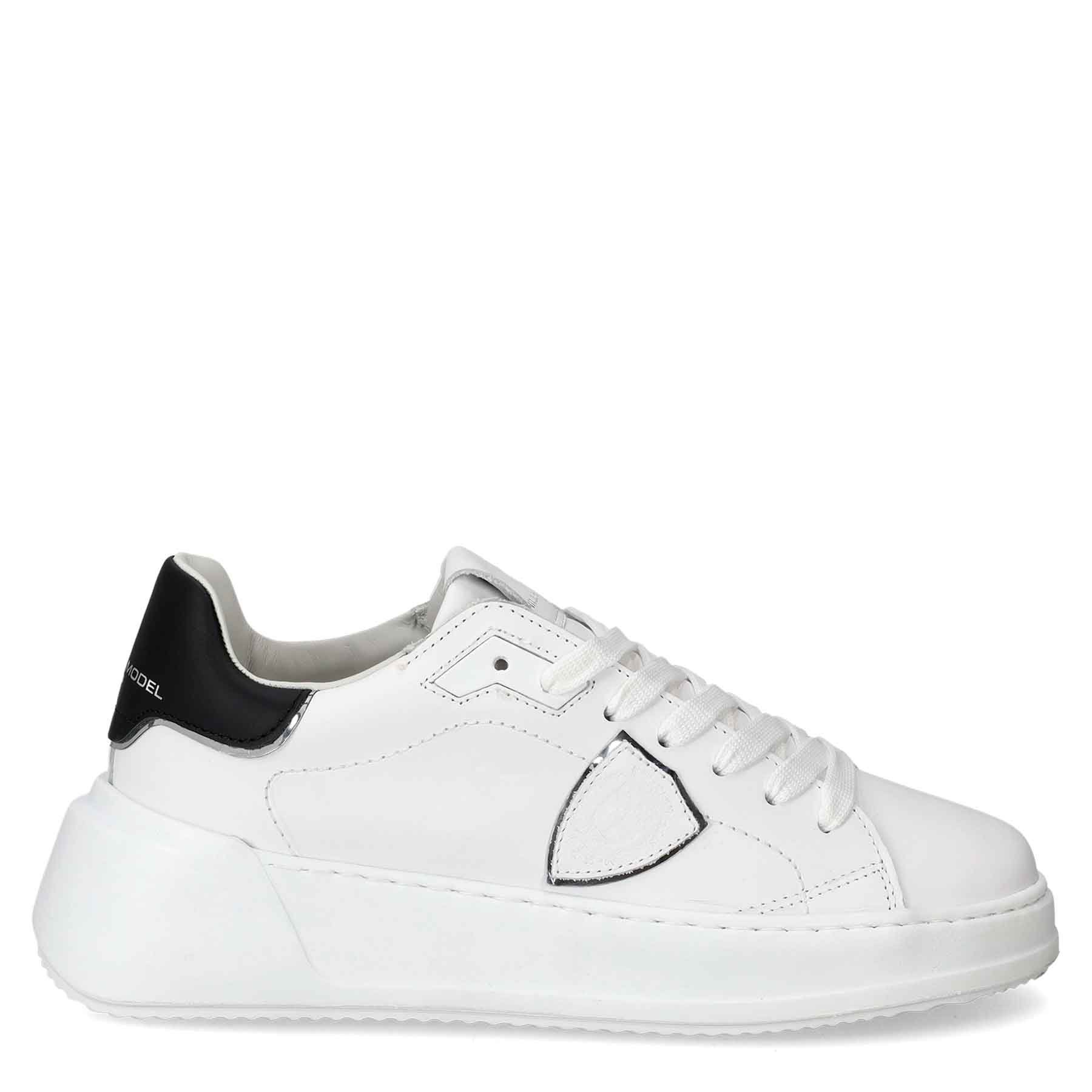 PHILIPPE MODEL Sneaker TRES TEMPLE Veau Blanc Noir V010 Sneaker
