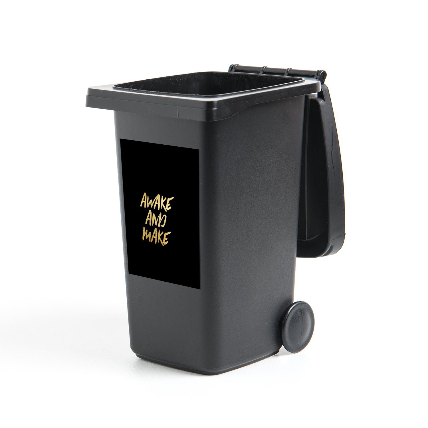 Zitate Schwarz St), Gold MuchoWow - Abfalbehälter Wandsticker - Sticker, Mülltonne, Container, (1 Mülleimer-aufkleber,