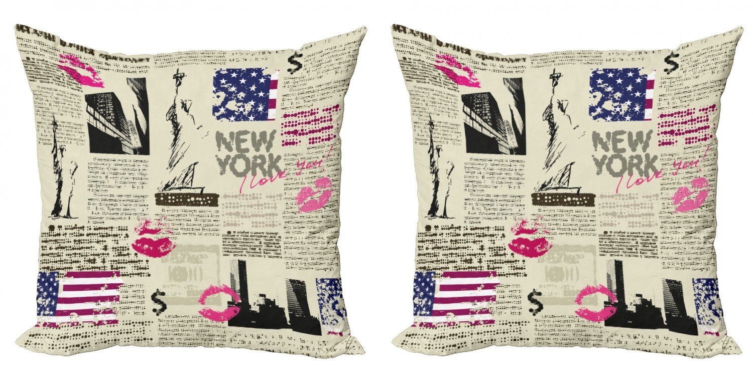 Kissenbezüge Modern Accent Doppelseitiger Digitaldruck, Abakuhaus (2 Stück), Vereinigte Staaten NYC Zeitung