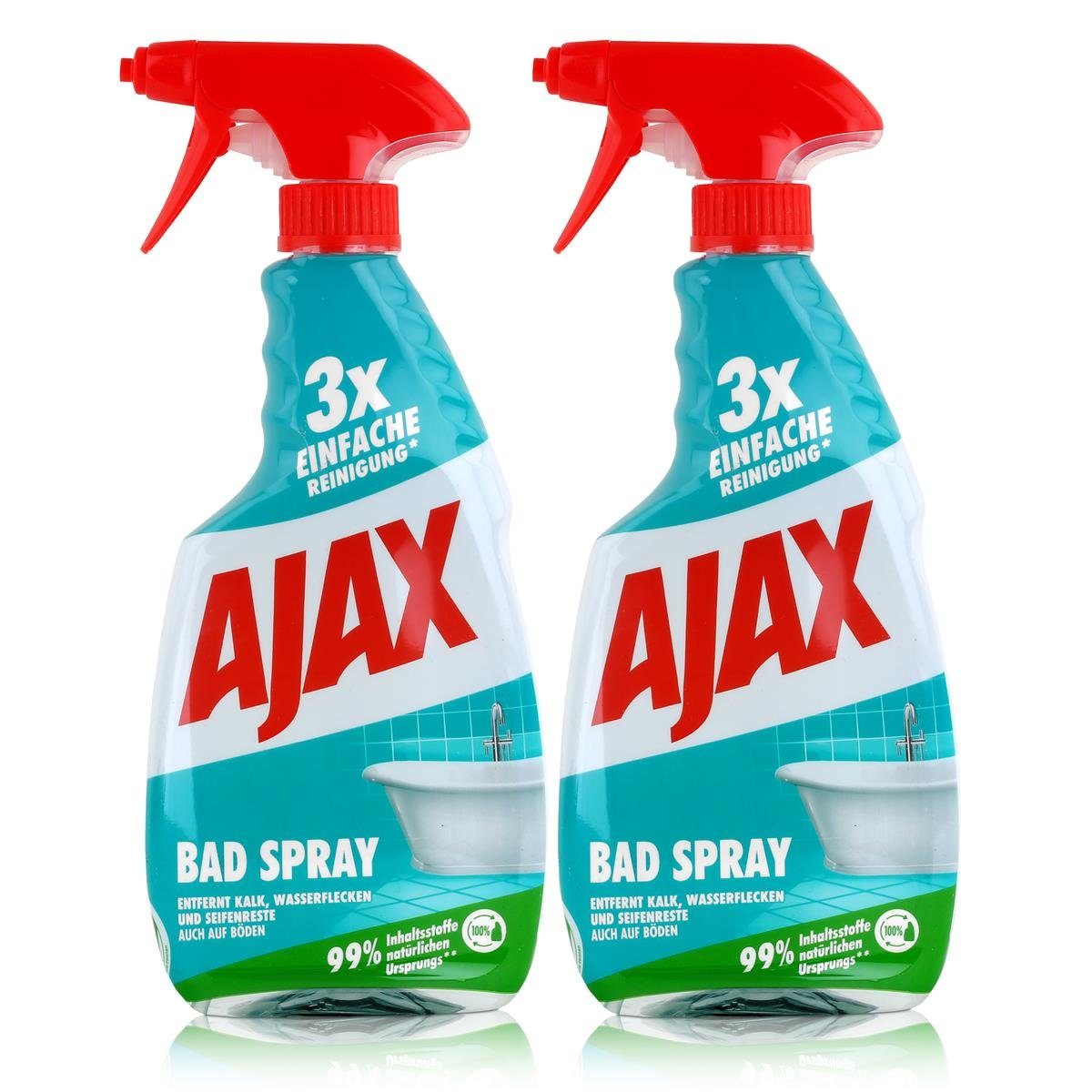Kalk Bad 500ml AJAX & (2er Spray Badreiniger Badreiniger Seifenreste Pa Entfernt Ajax -