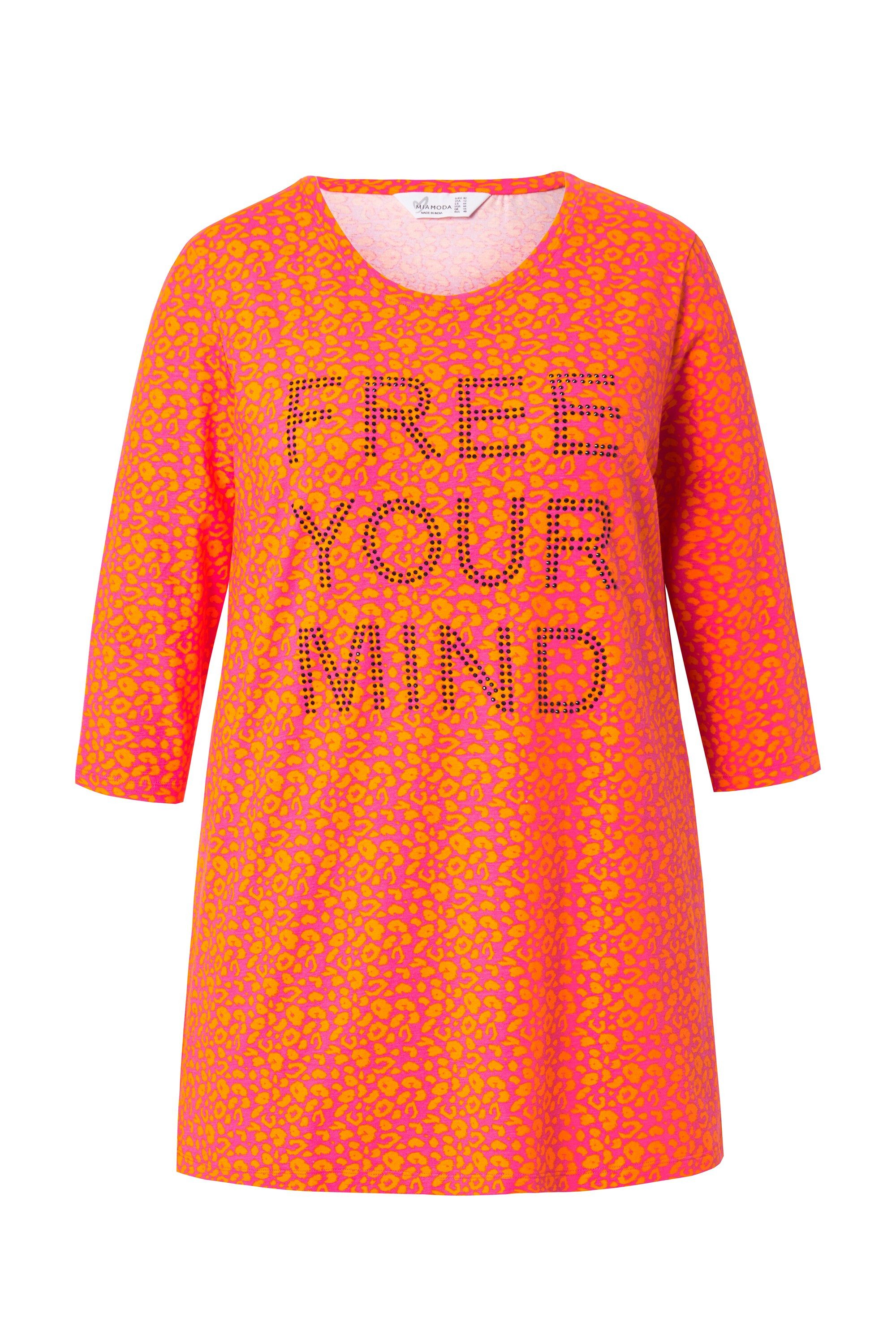 MIAMODA Longshirt Longshirt Leomuster Glitzer-Statement 3/4-Ärmel günstig online kaufen