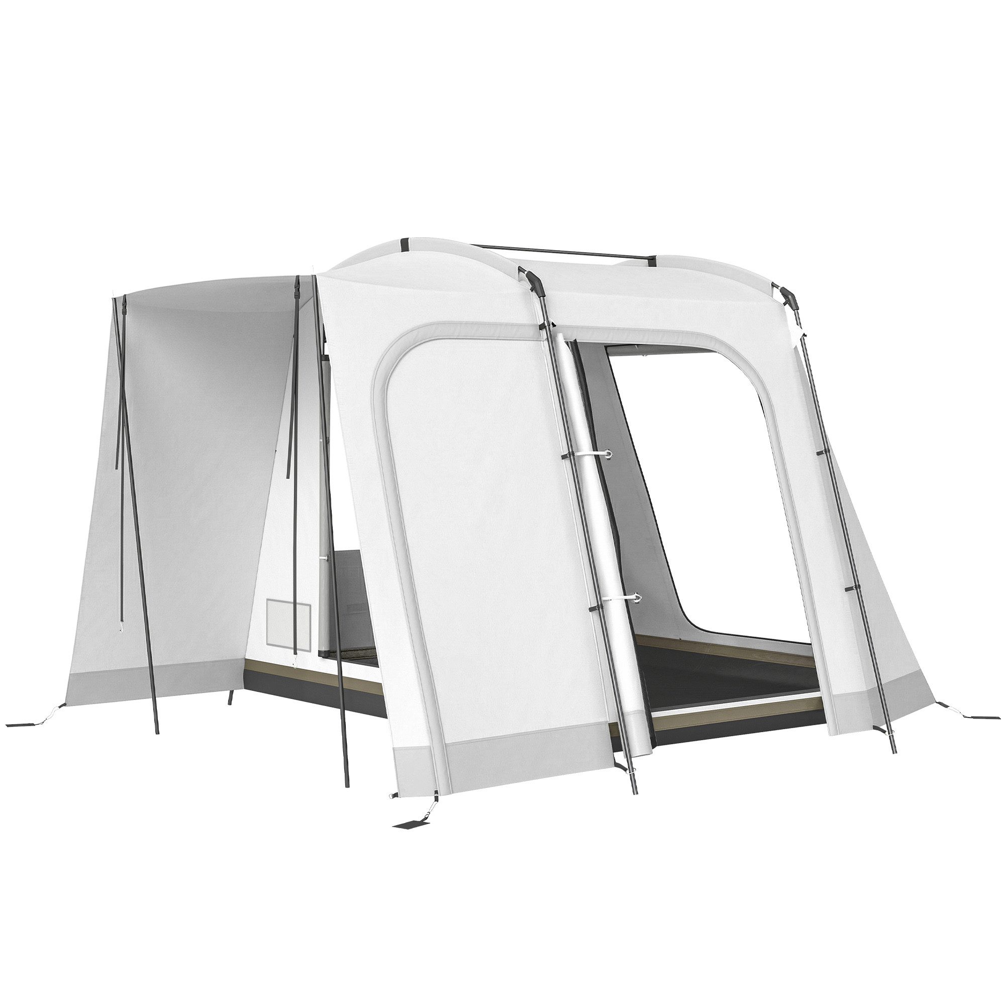 furnicato Gruppenzelt Aufblasbares Zelt 4 Personen 320x280x205 cm Grau, (1 tlg), Aufblasbares Zelt mit 4 Türen, großem PVC-Fenster und Luftpumpe