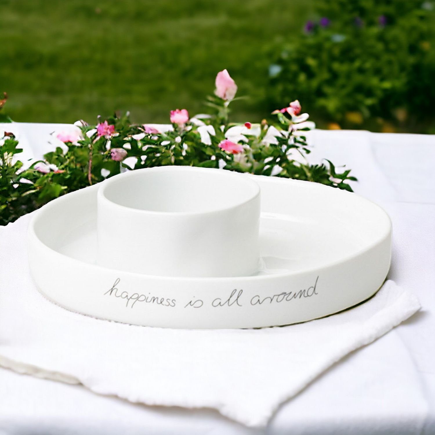 Räder Design Windlicht Räder Schale Mittelpunkt happines is all around