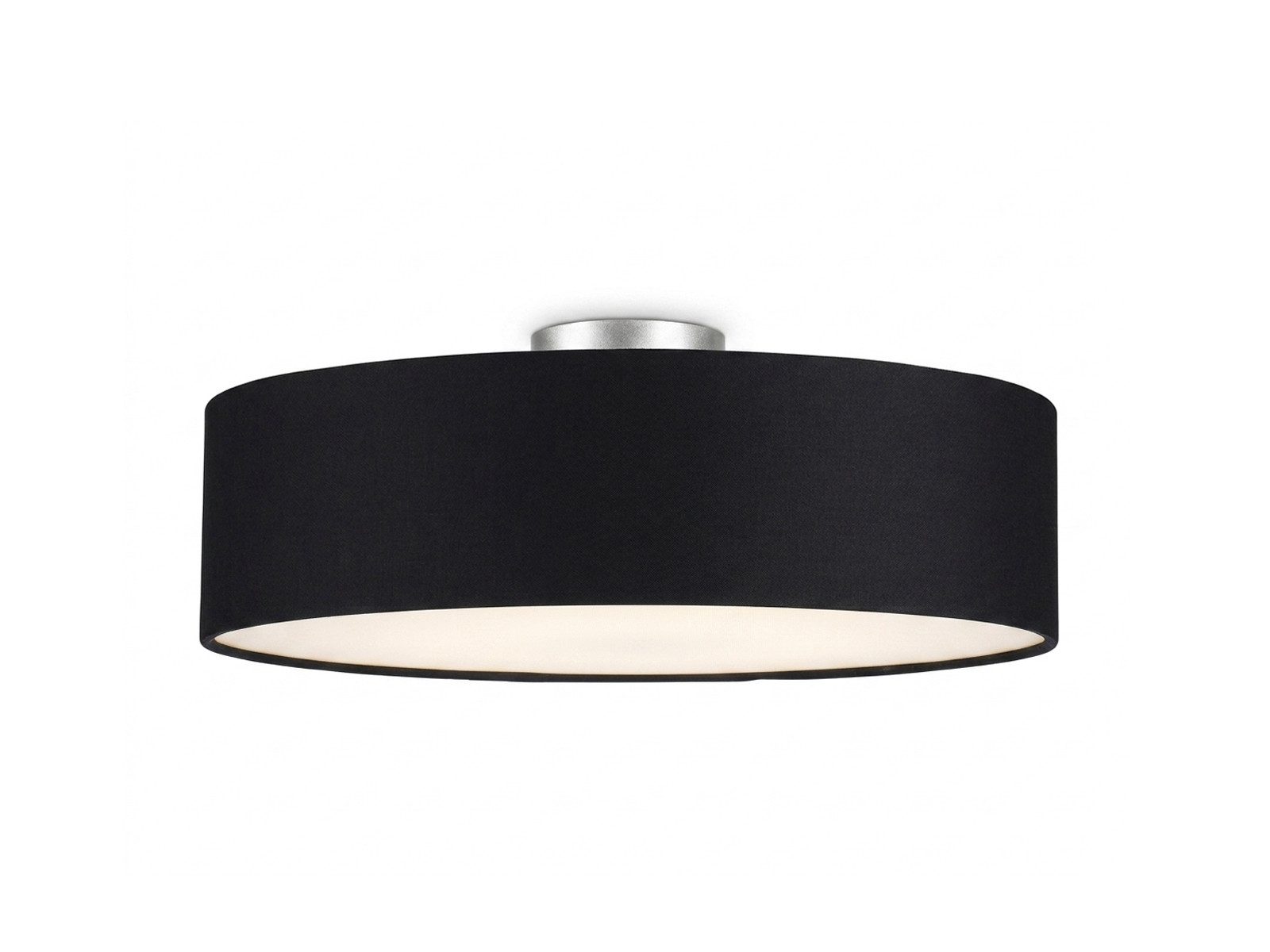 meineWunschleuchte Deckenleuchte mit Stoff Lampenschirm Schwarz Ø 50cm, ohne Leuchtmittel, große Stoff-Lampe, gemütliche Deckenlampe, E14 Schlafzimmerlampe
