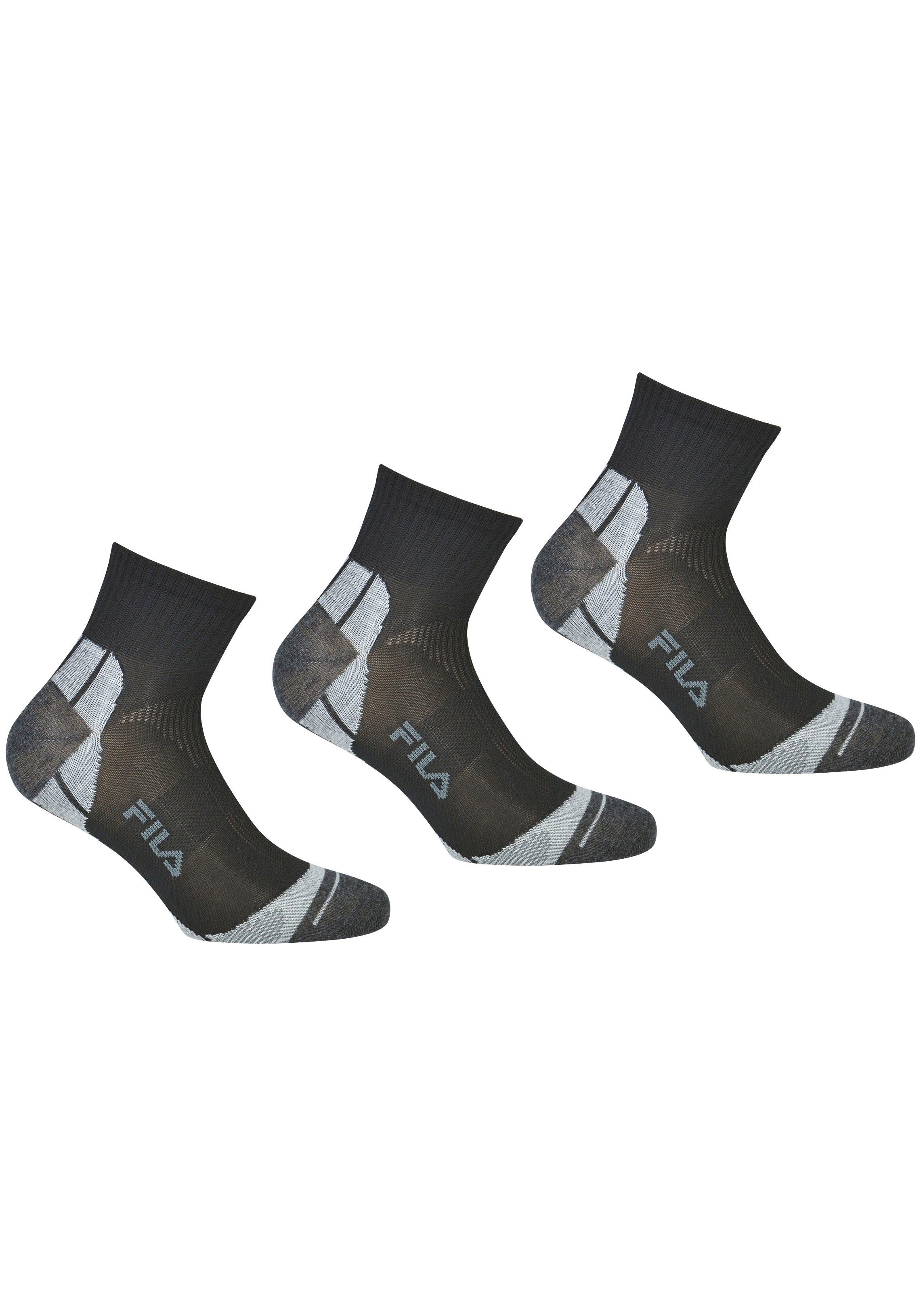 Fila Kurzsocken Ferse mit 3-Paar) (Packung, black verstärkter