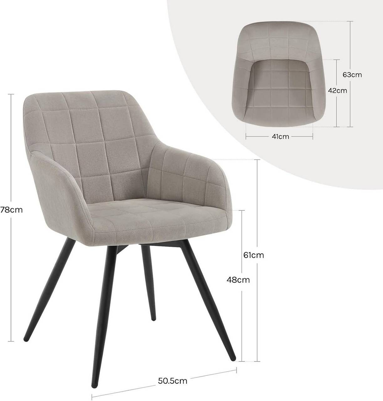 Woltu Esszimmerstuhl (1 St), gepolsterter ergonomischer, mit Metallbeinen