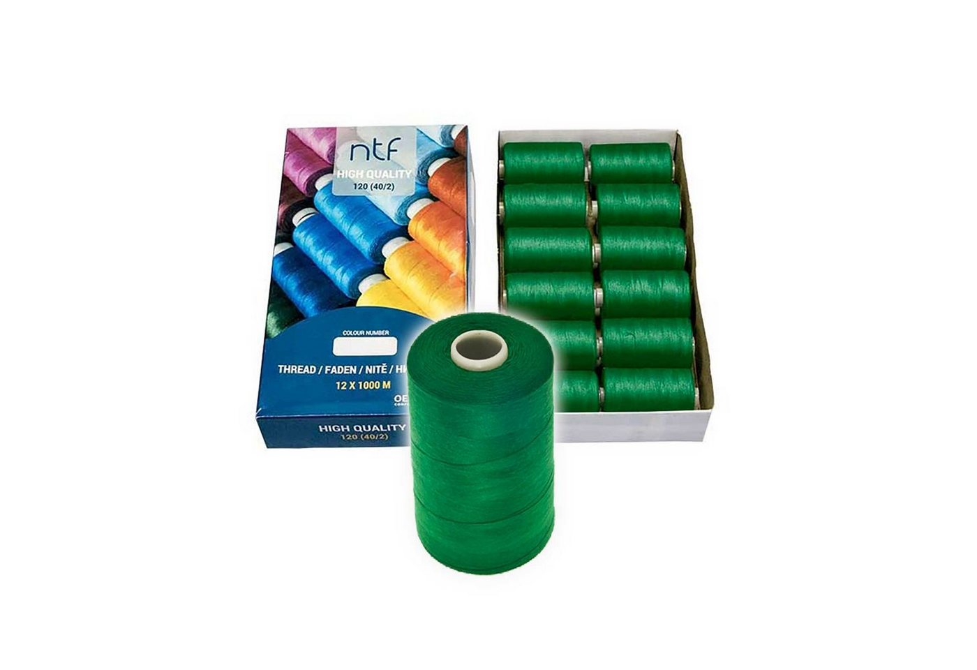 Thumbnail - maDDma 1 Spule Nähgarn Polyester 40/2 120er 1000m Nähgarn, 1000 m, A628 grün