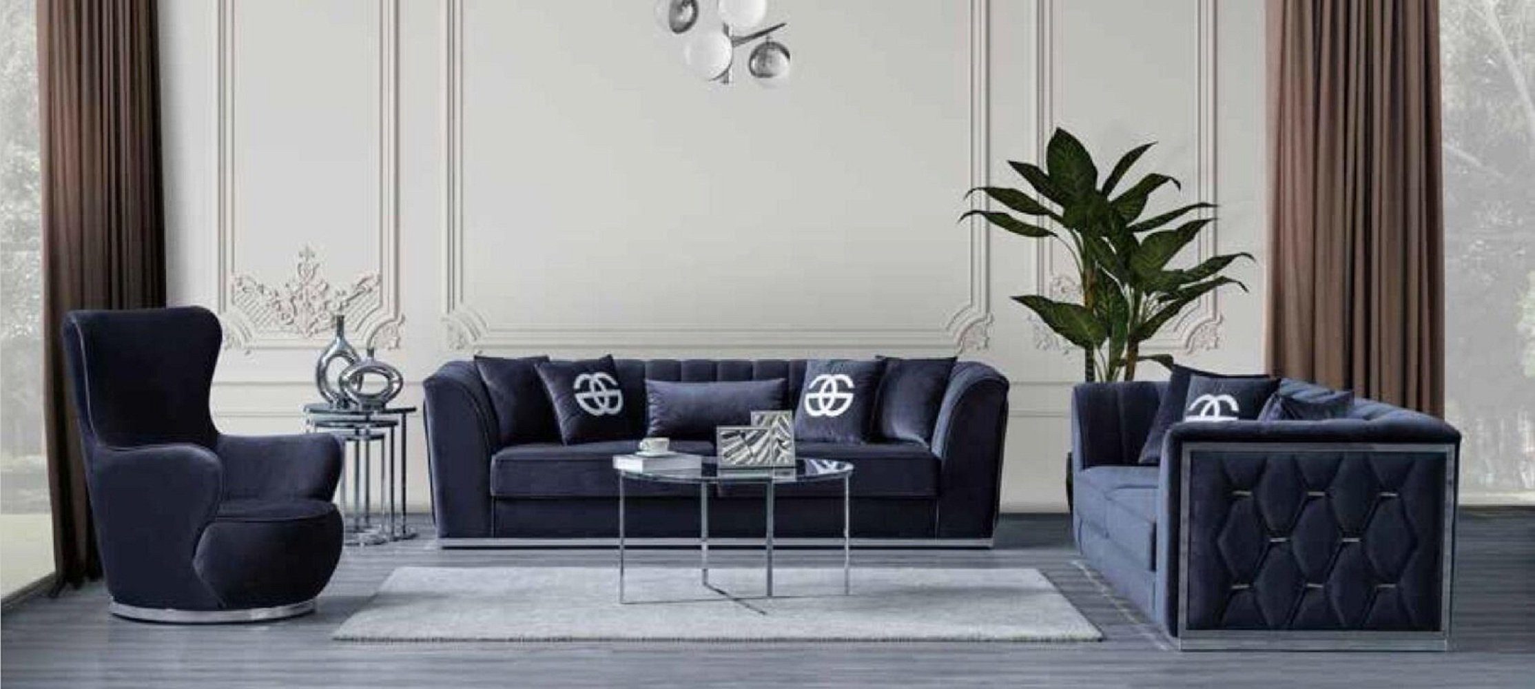 JVmoebel 3-Sitzer Wohnzimmer Sofa Dreisitzer Couch Sofamöbel Textilcouch Moderne, 1 Teile, Made in Europa