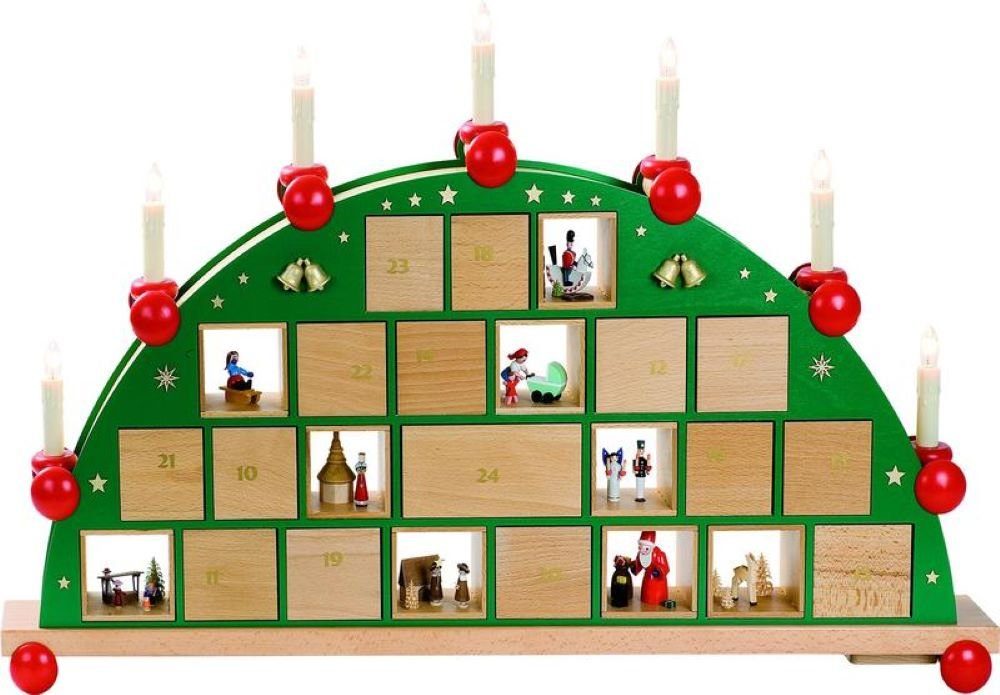 Richard Glaesser Schwibbogen Lichterbogen Adventskalender, Weihnachtsdekoration, Handwerkskunst aus dem Erzgebirge