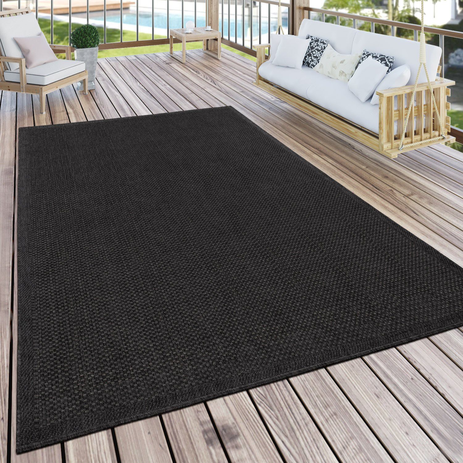 Teppich Timber geeignet, perfekt In- auch und als Sisal geeignet, 125, 4 und Terrasse Flachgewebe, und mm, den Optik, Outdoor Höhe: für Läufer, Außbereich Innen- Paco für rechteckig, Balkon Home