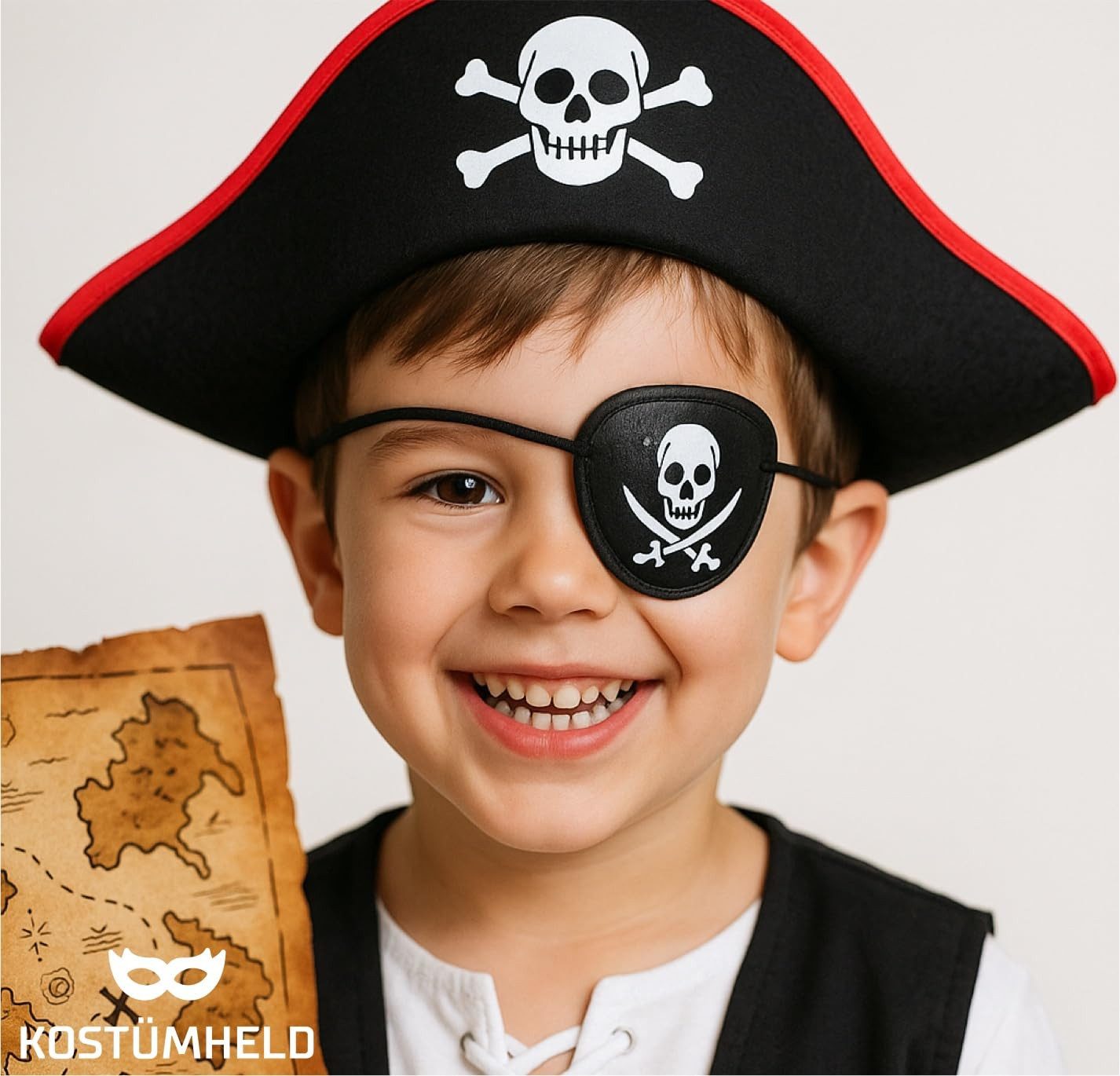 Kostümheld® Piraten-Kostüm 1x Piratenklappe Augenklappe - Kinder Pirat Kostüm Fasching & Karneval