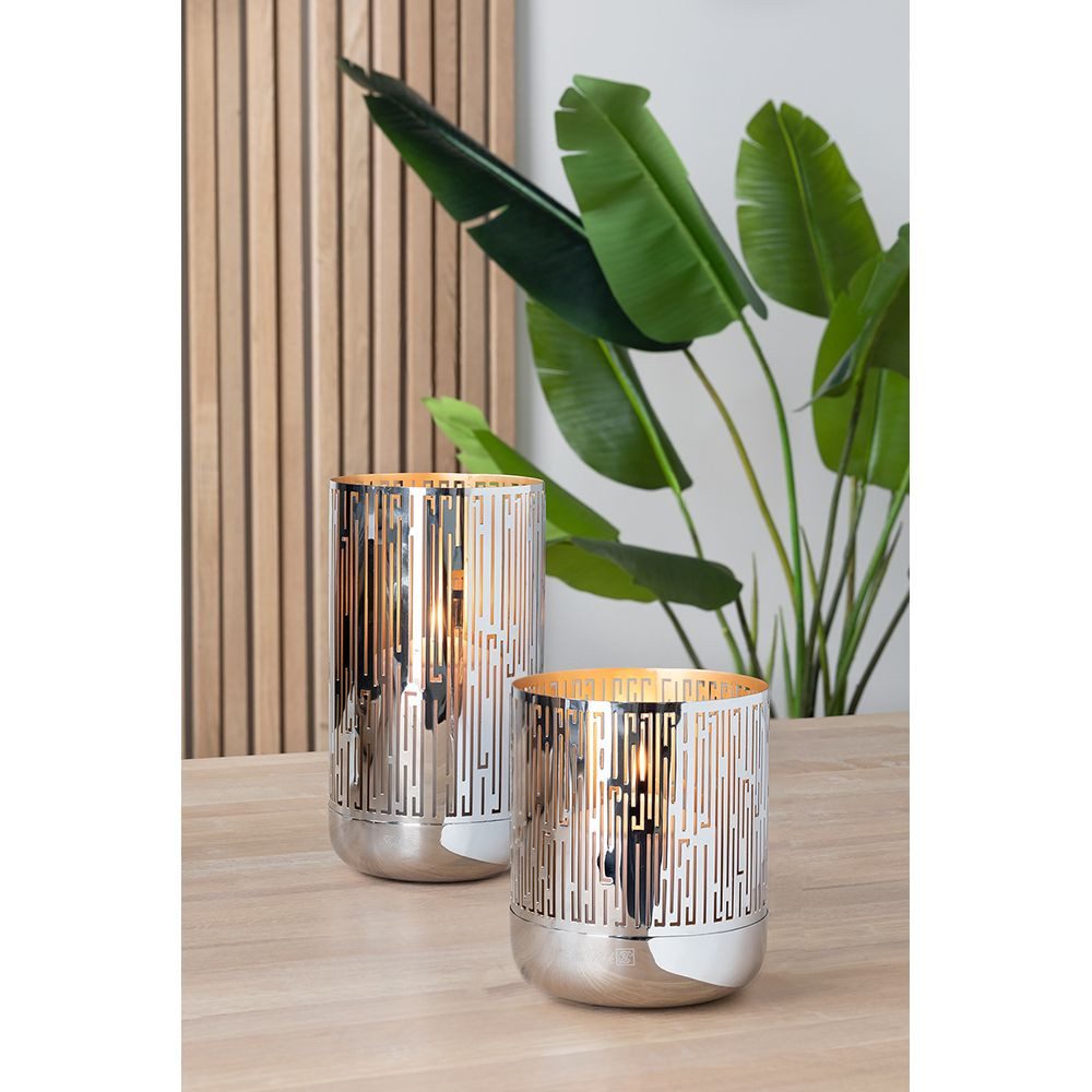 Fink Windlicht Fink Windlicht BRIANO DH 13x24 cm silber Teelichthalter Windlichtglas