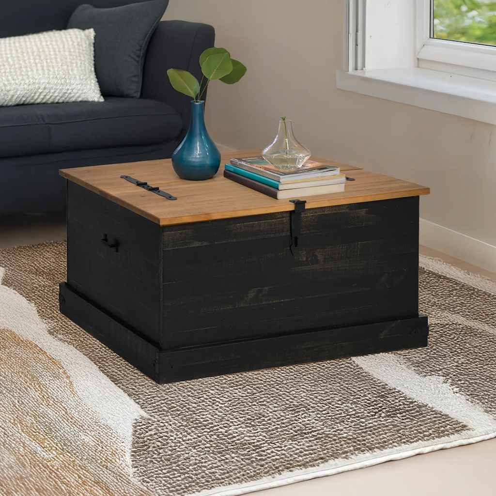 vidaXL Aufbewahrungsbox Truhe HALDEN Schwarz 91x91x47 cm Massivholz Kiefer (1 St)