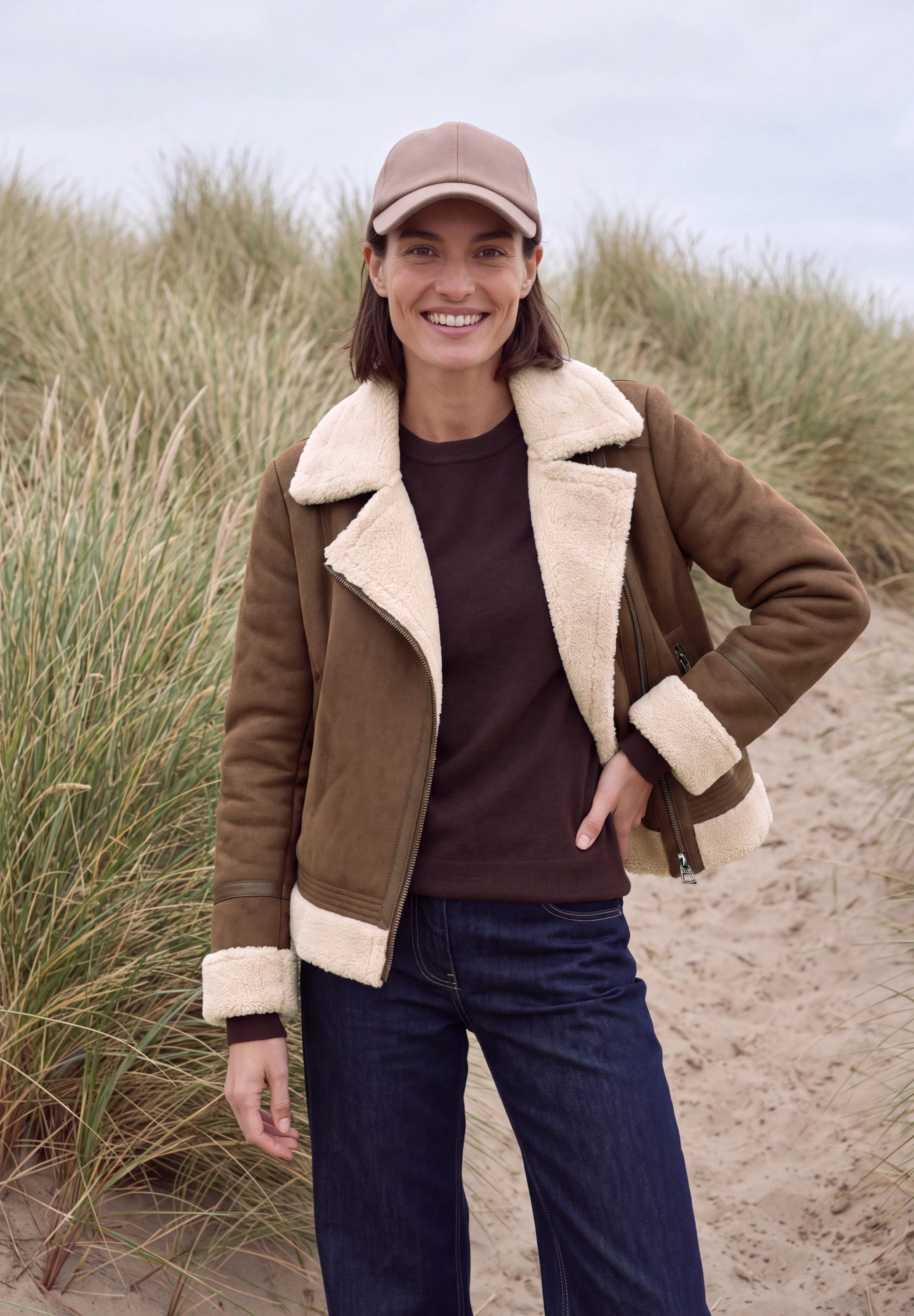 CECIL Lederimitatjacke mit Teddy-Details