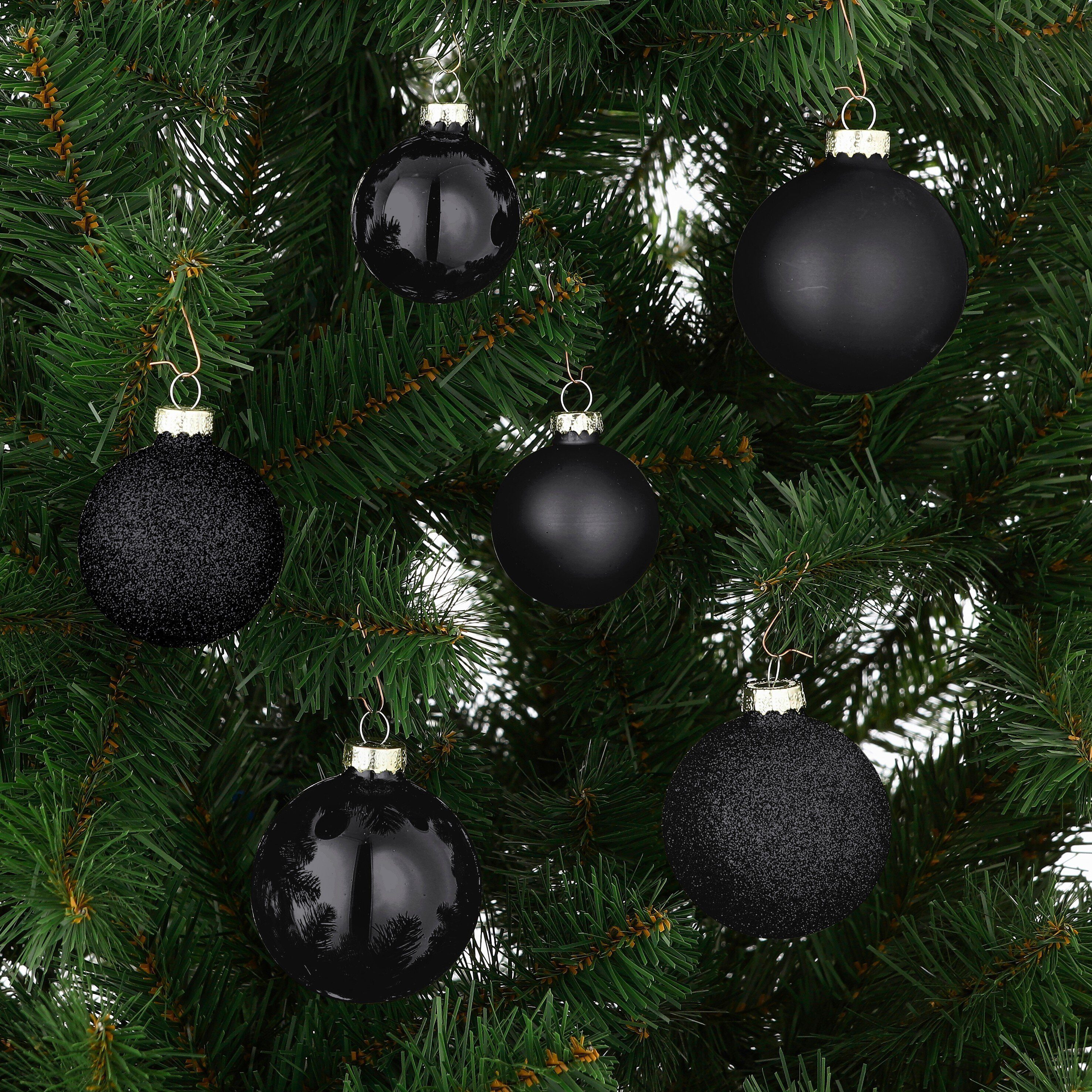 Mica Decorations Weihnachtsbaumkugel Mica Decorations Kugel glas schwarz 26 Stueck - d7cm