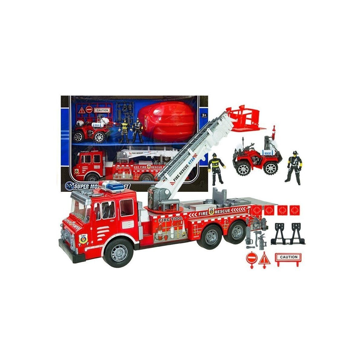 Wisam Spielzeug-Feuerwehr Großes Set Feuerwehr Feuerwehrauto Figuren Quad Helm