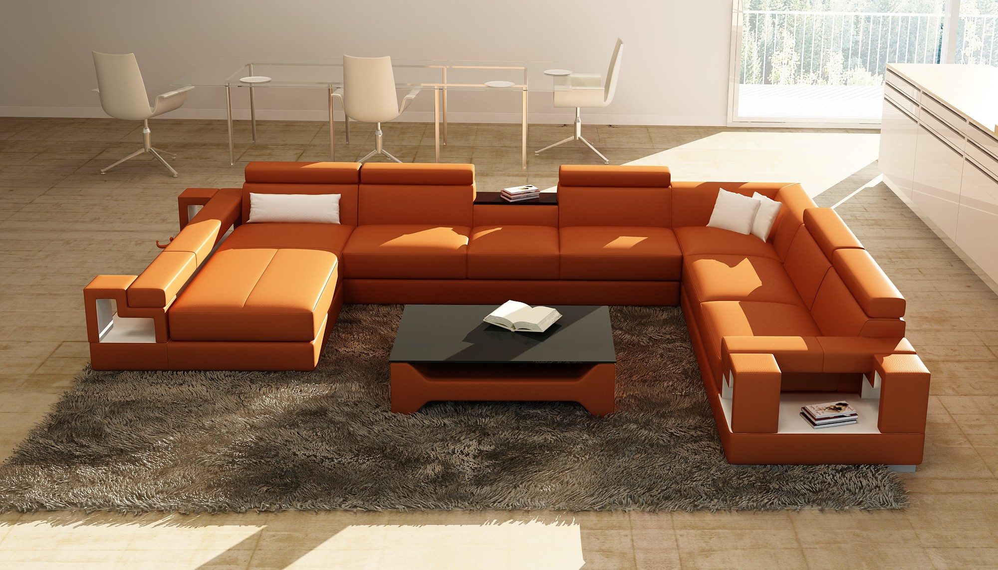 JVmoebel Wohnlandschaft Große Ledercouch Wohnlandschaft Polsterecke Sofa Garnitur, Set, Made in Europa