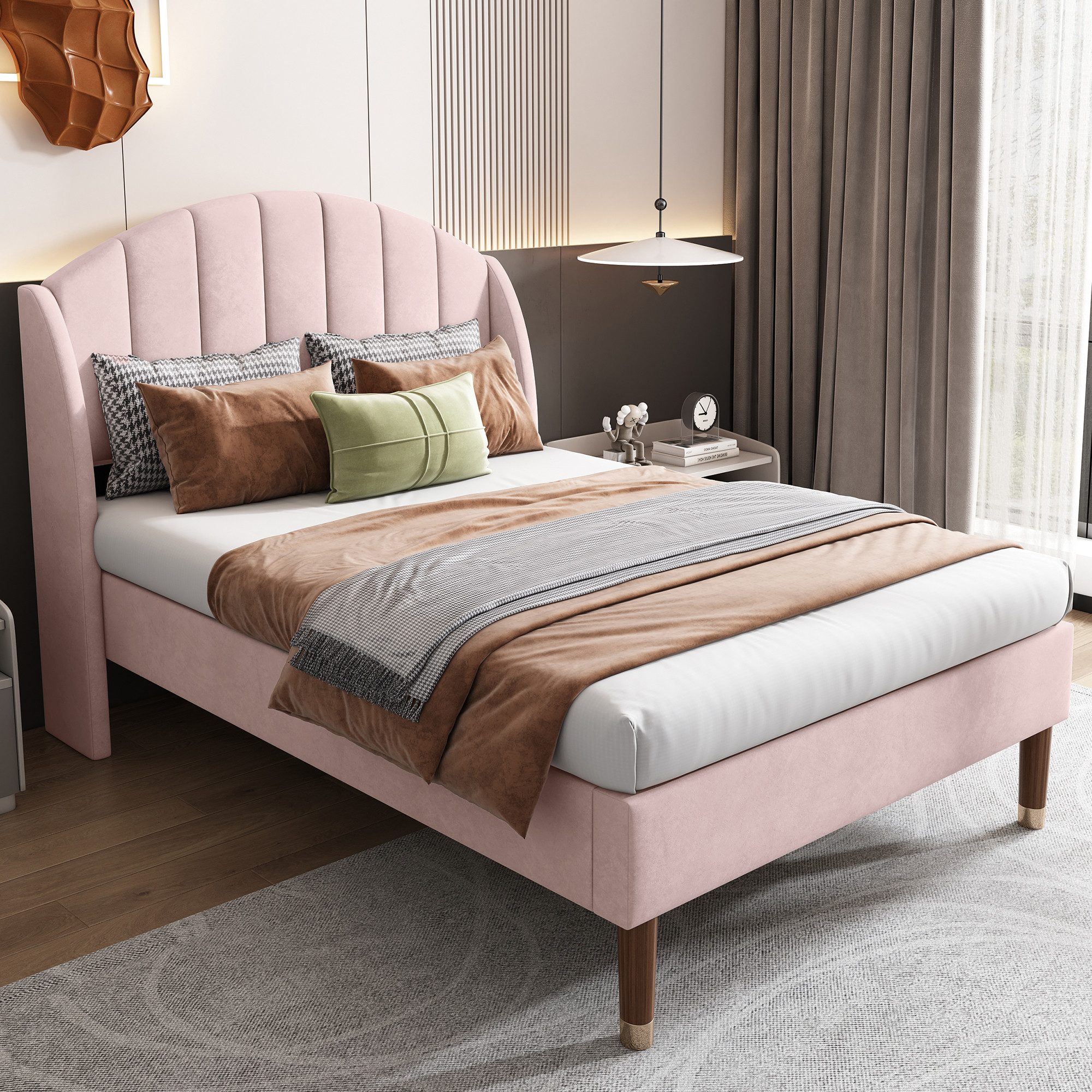 STILVORA Polsterbett 90×200 Bettgestell Jugendbett mit Lattenrost und Kopft günstig online kaufen