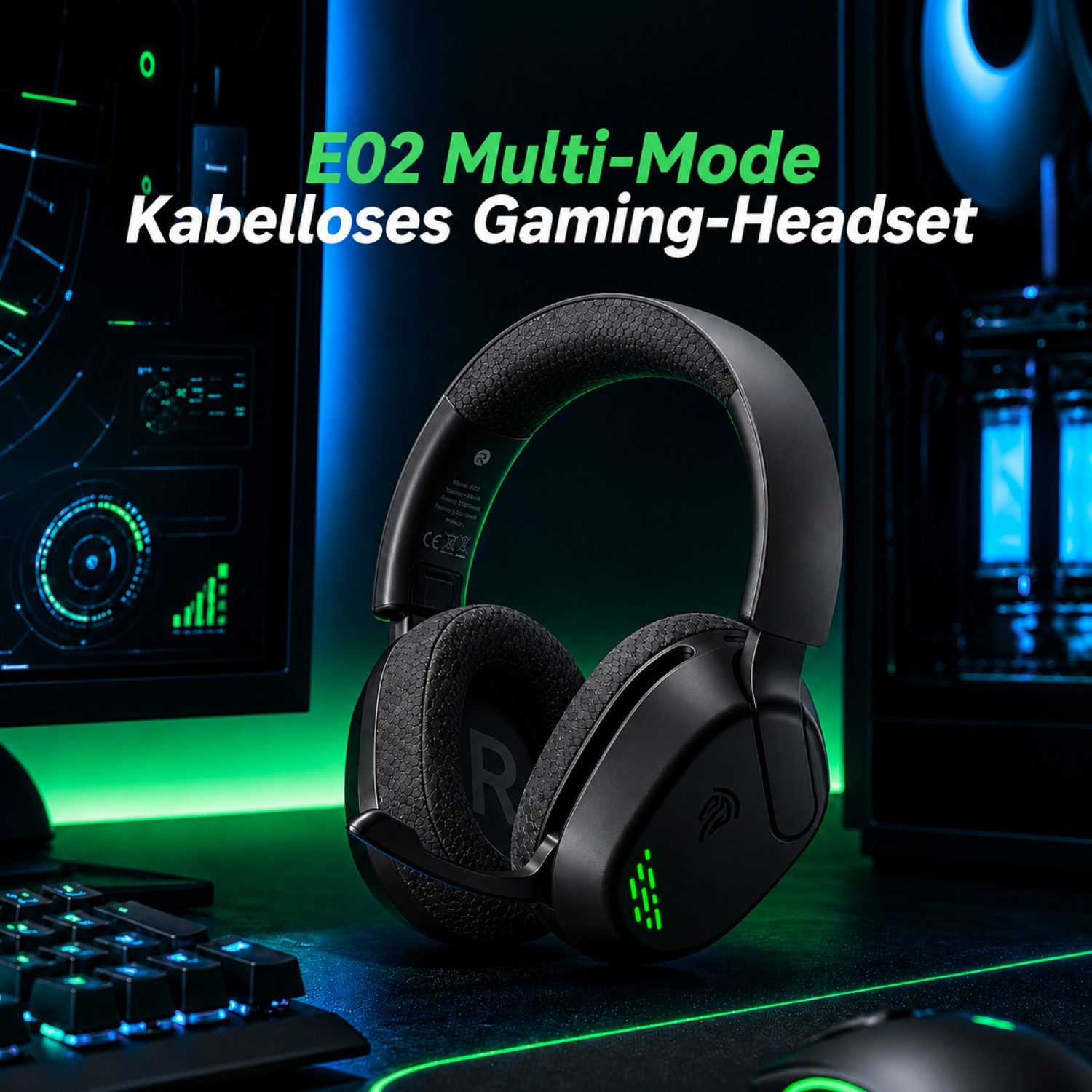 ANYSUN 2,4G Kabelloses Gaming Headset,Bluetooth Gaming-Kopfhörer Gaming-Headset (Faltbar Bluetooth Kopfhörer,Headset kabellos für PC,PS5,PS4,Switch)