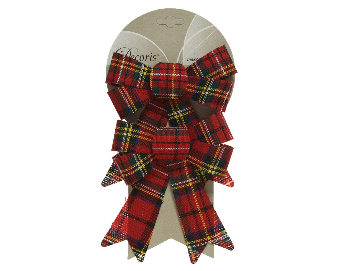 Kaemingk Weihnachtsbaumschleife, Schleifen mit Schottenkaro Muster 14cm Stoff / Plastik 2er Set rot